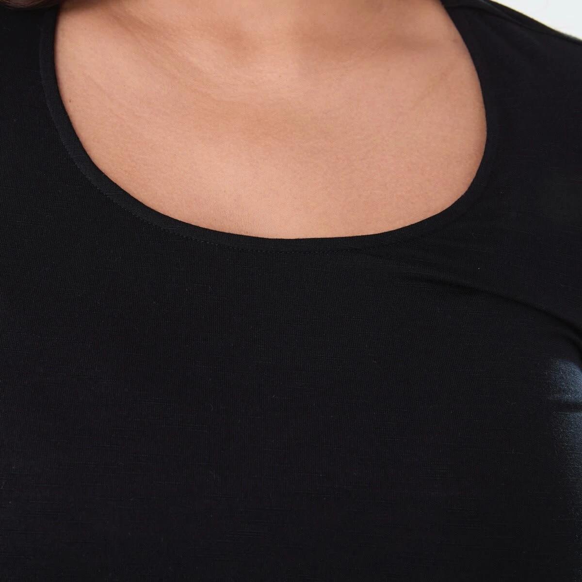 5 Curve Short Sleeve Boho Trim Top BLACK, 5 of 6