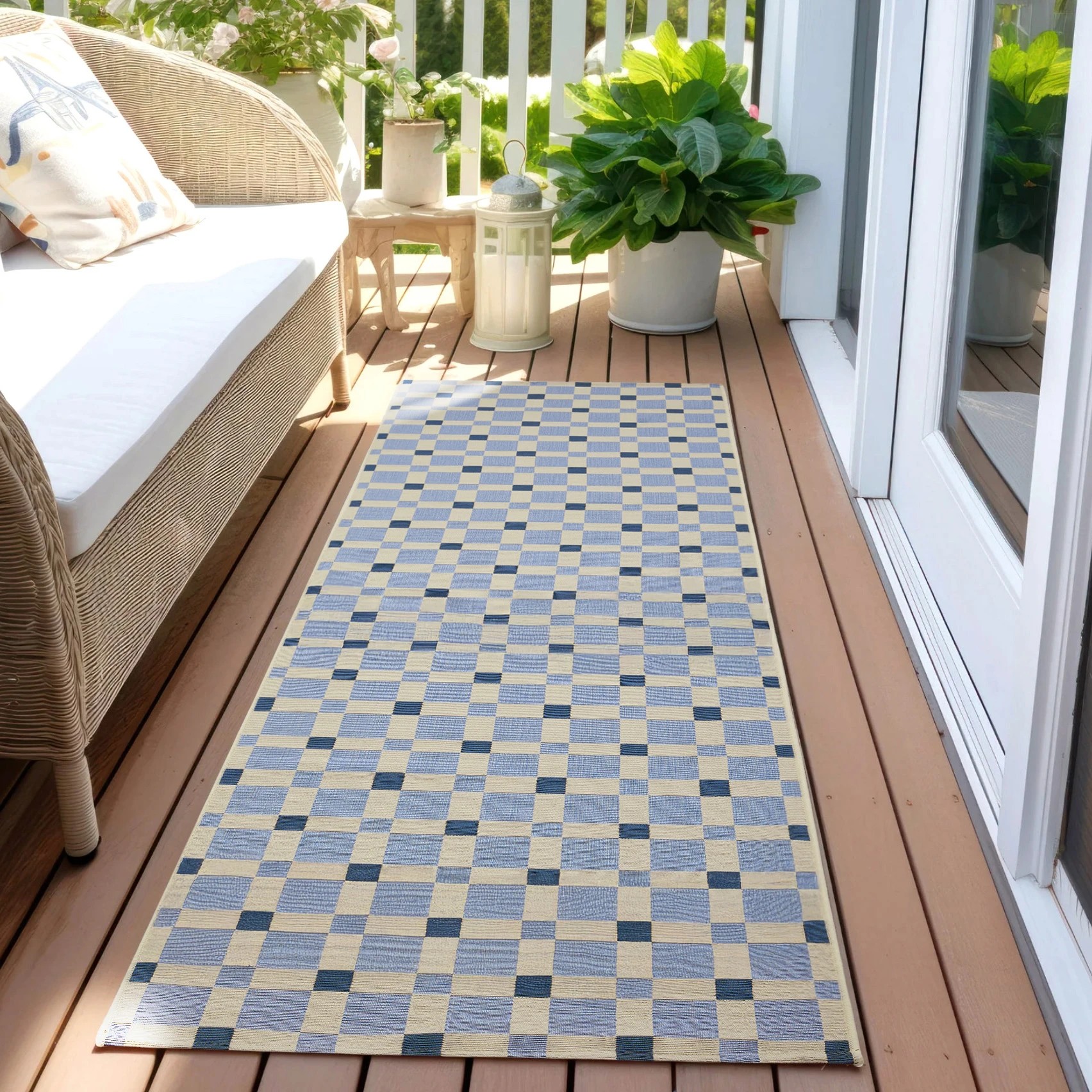 1 Common Ground Rugs Horizon Tito 300x80cm - Medium Outdoor Rug - Blue, 1 of 7