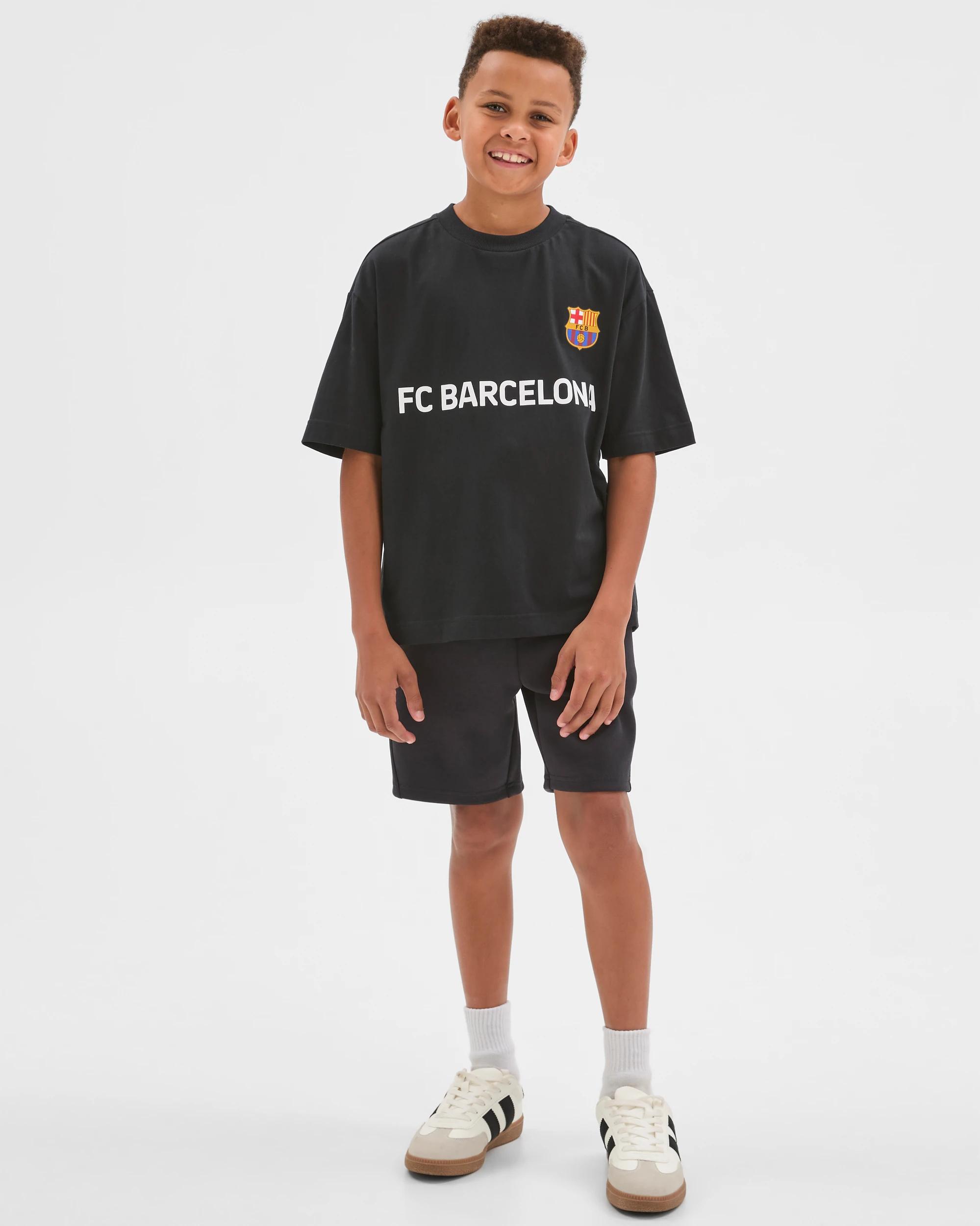 1 UEFA Champions League Barcelona FC Australian Cotton Oversized T-Shirt BLACK, 1 of 6