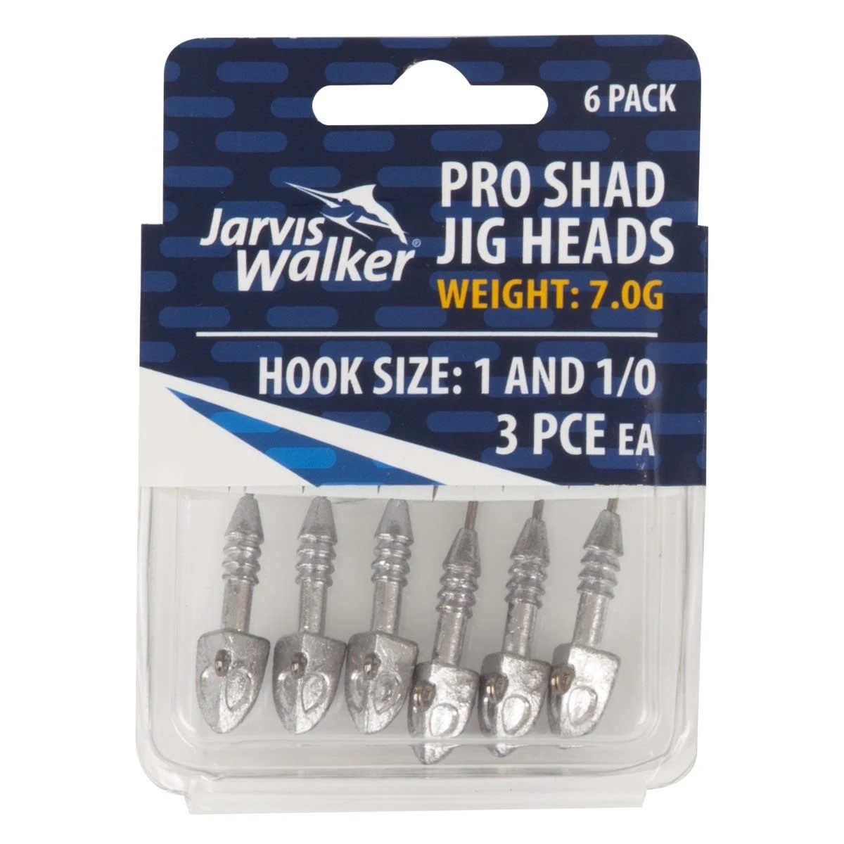 1 6 Pack Jarvis Walker Pro Shad Jig Heads 1/4oz. Size 1 and 1/0, 1 of 6