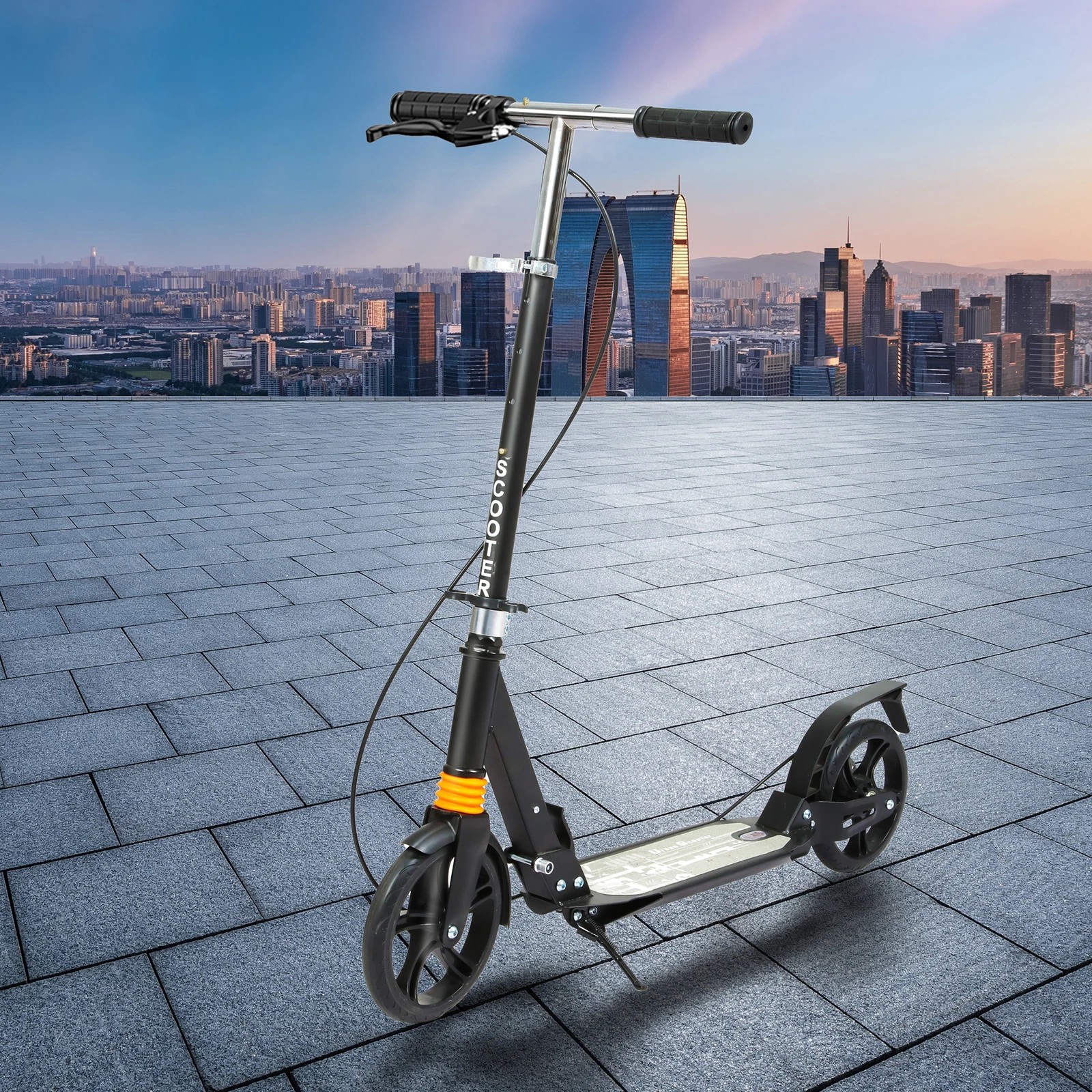 7 Monvelo Push Folding Kick Scooter Dual Big Wheels Colour - Black, 7 of 8