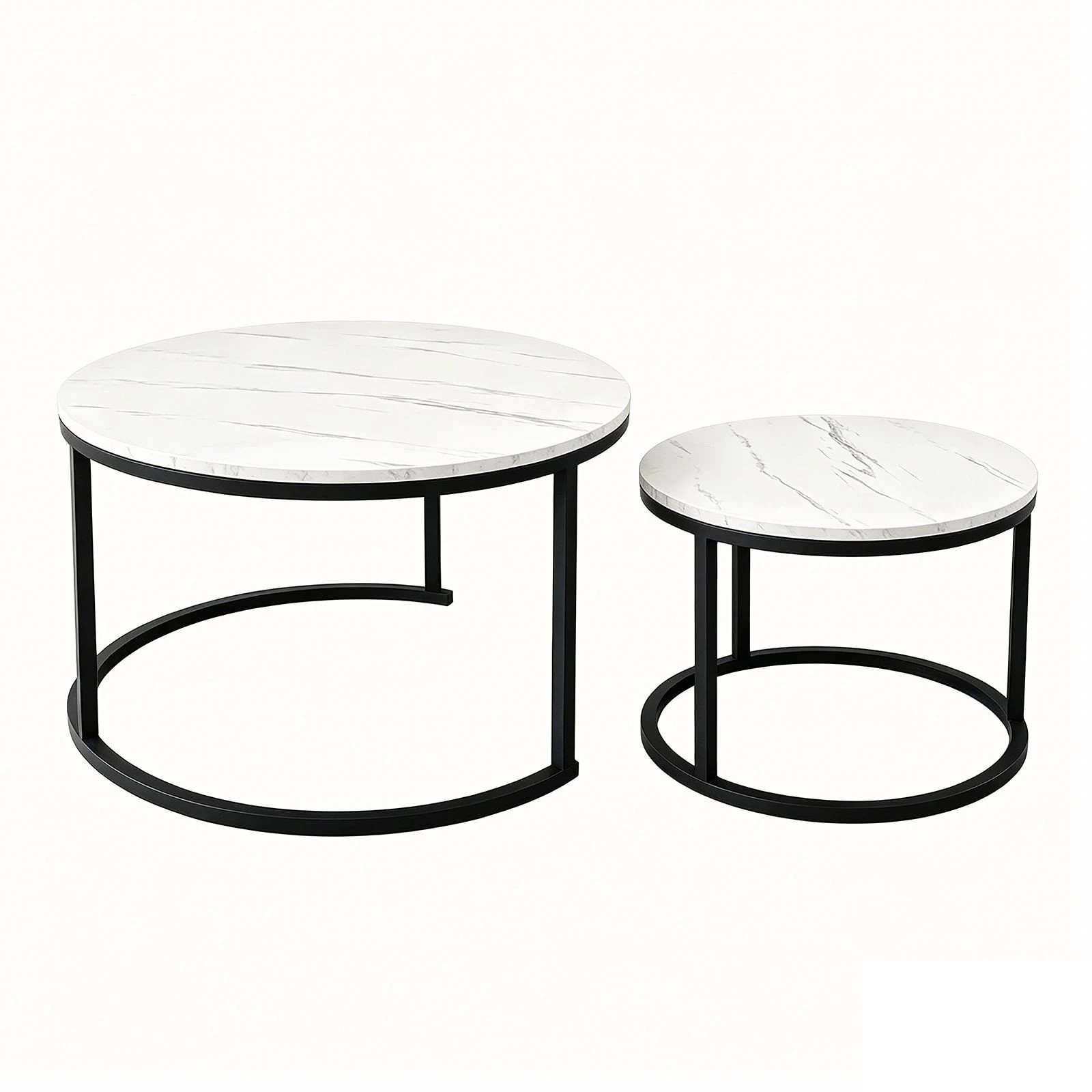 5 Ausway Round Nesting Coffee Table Set of 2 with Sturdy Steel Frames, 5 of 7