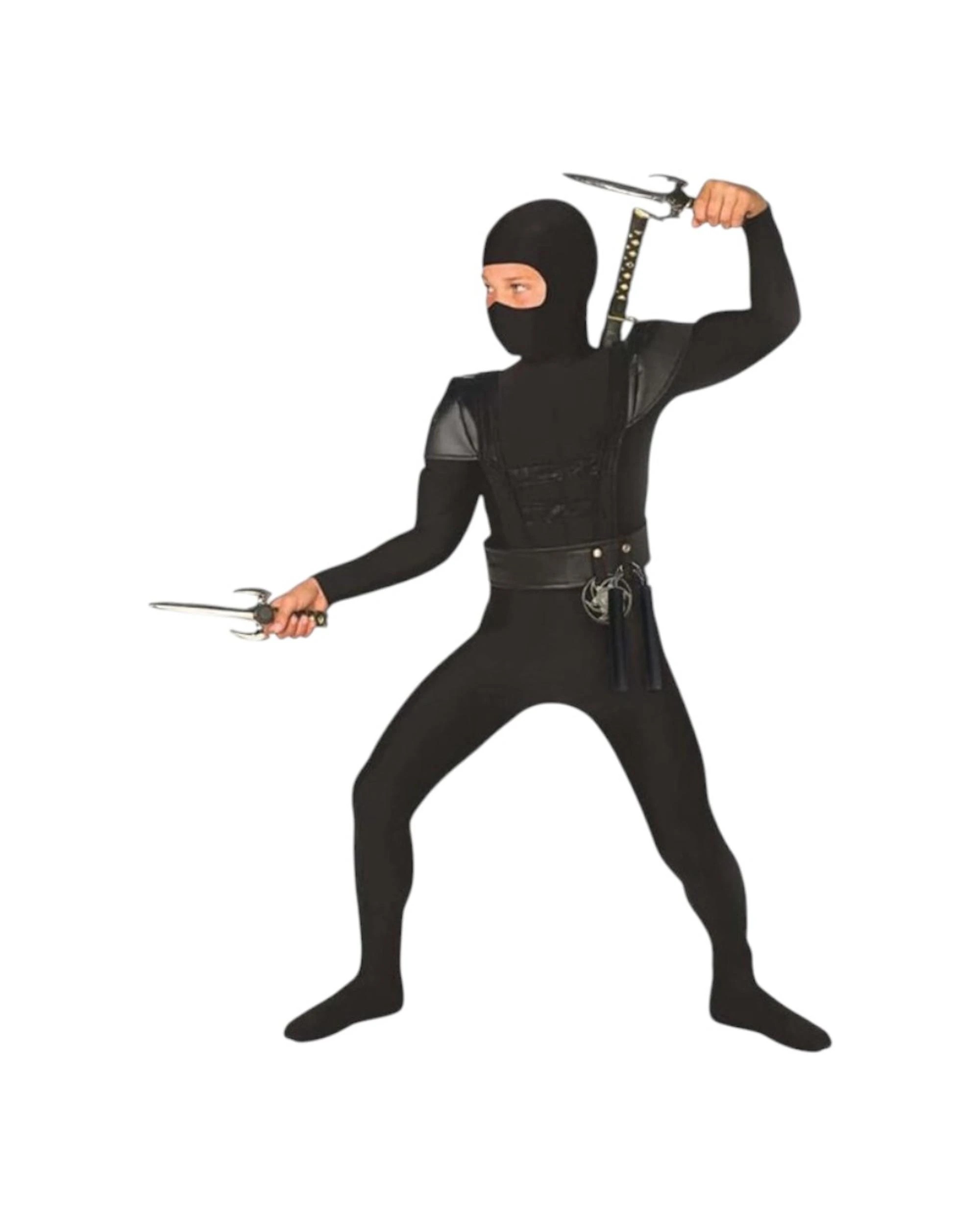 1 Ninja Black Child Costume Size 7-9 Years, 1 of 3