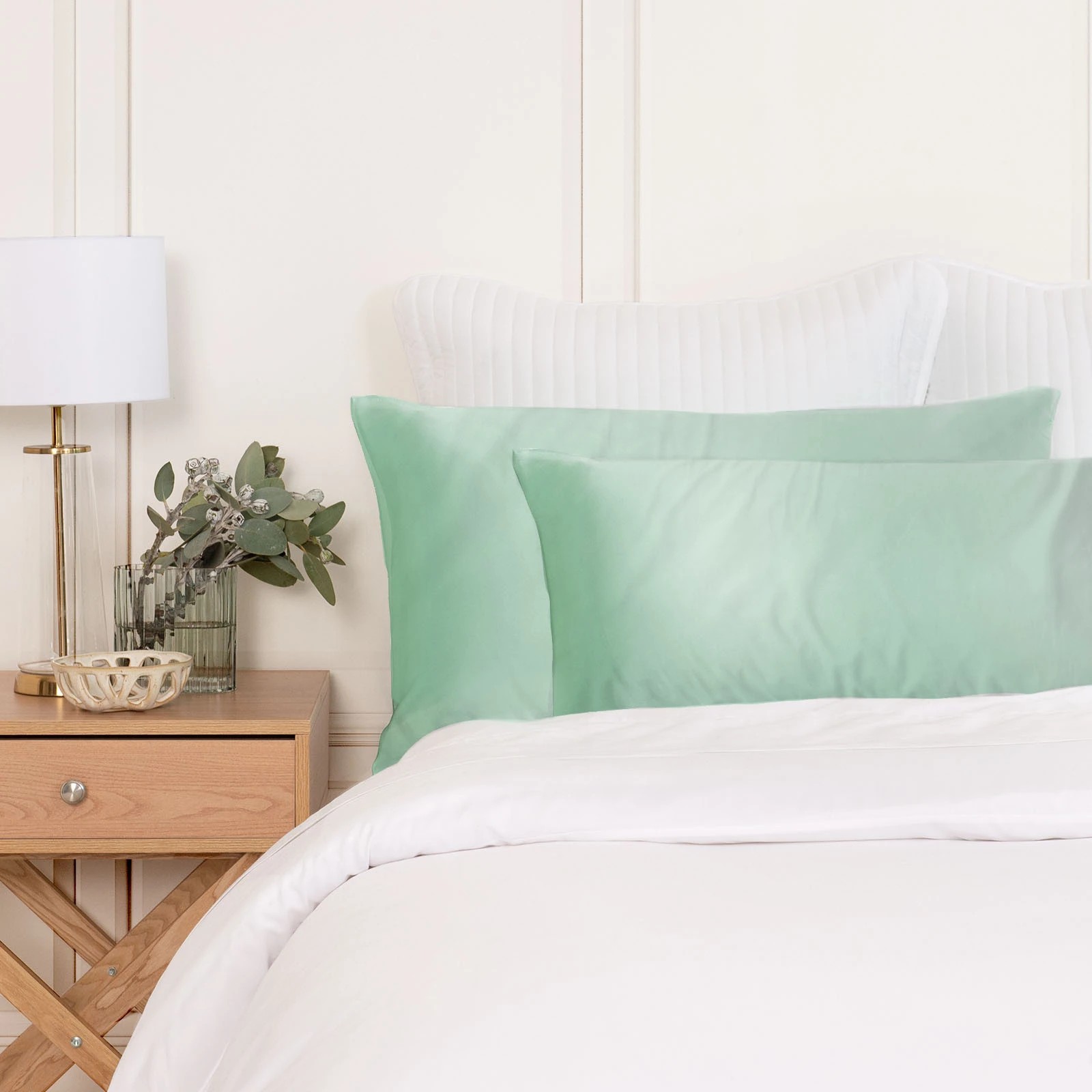 2 Royal Comfort Mulberry Soft Silk Luxurious Hypoallergenic Pillowcase Twin Pack - Green, 2 of 10