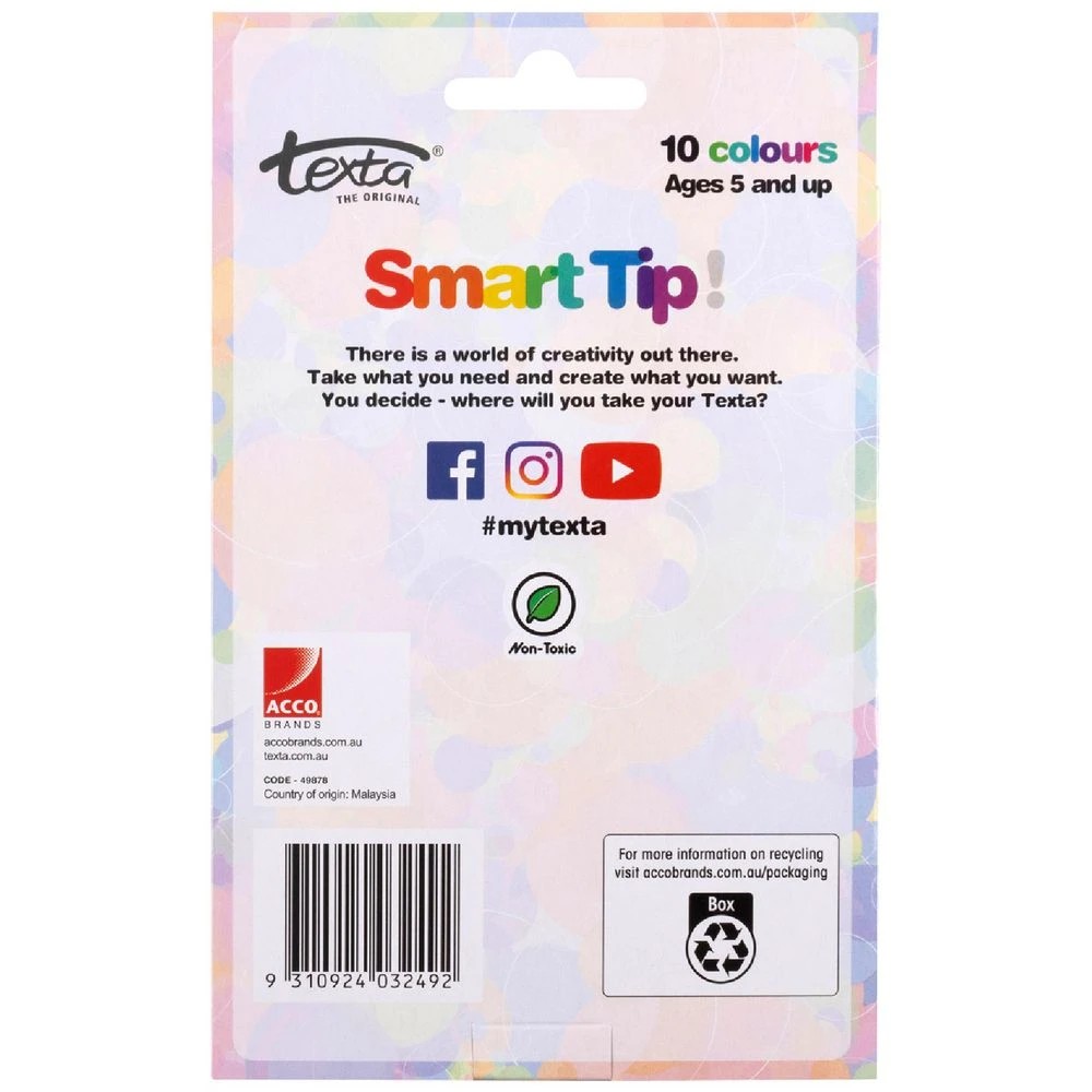 6 Texta Smarttip Coloured Markers Assorted 10 Pack, 6 of 6
