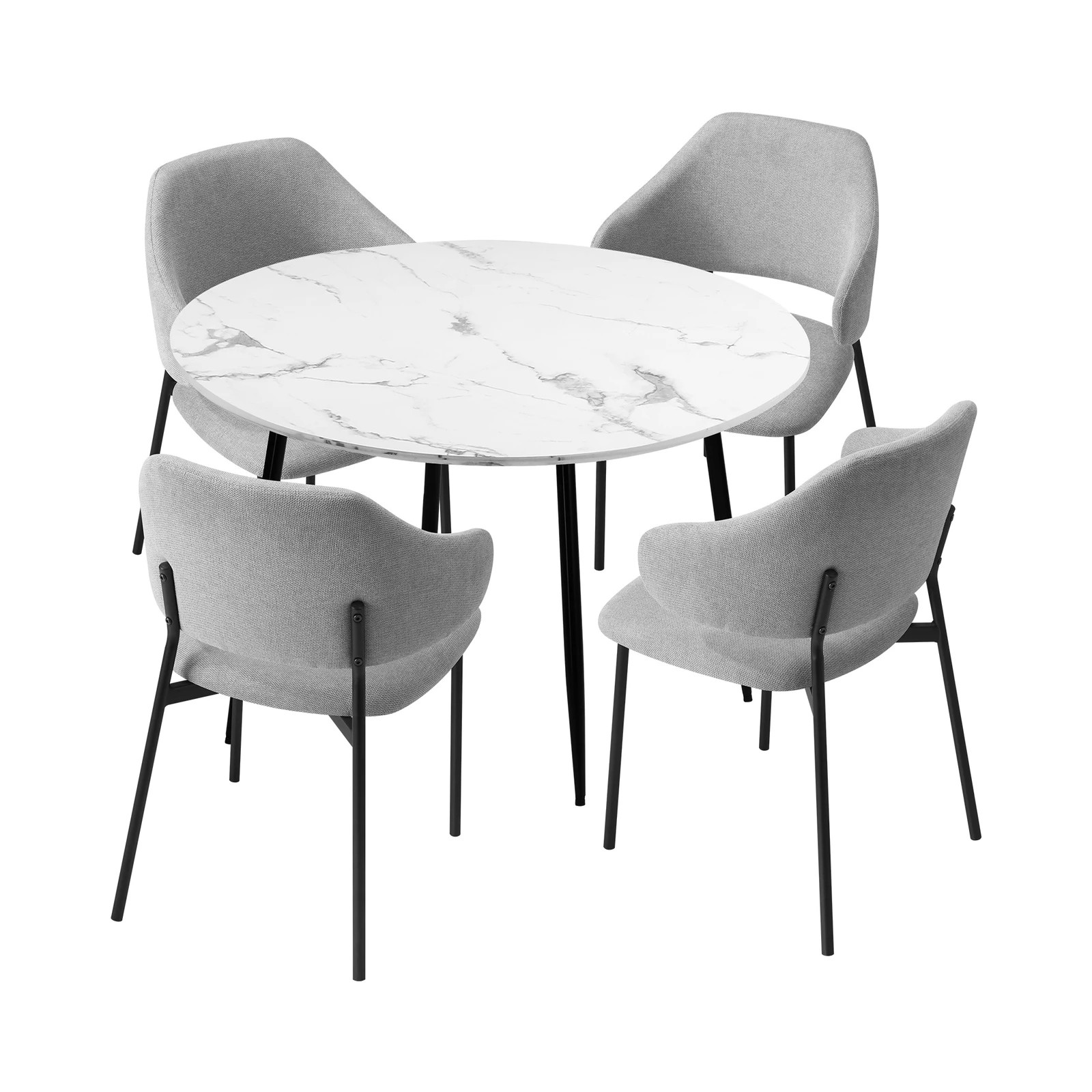 10 Oikiture 110cm Round Dining Table With 4pcs Dining Chairs Accent Fabric
 - Multi, 10 of 10