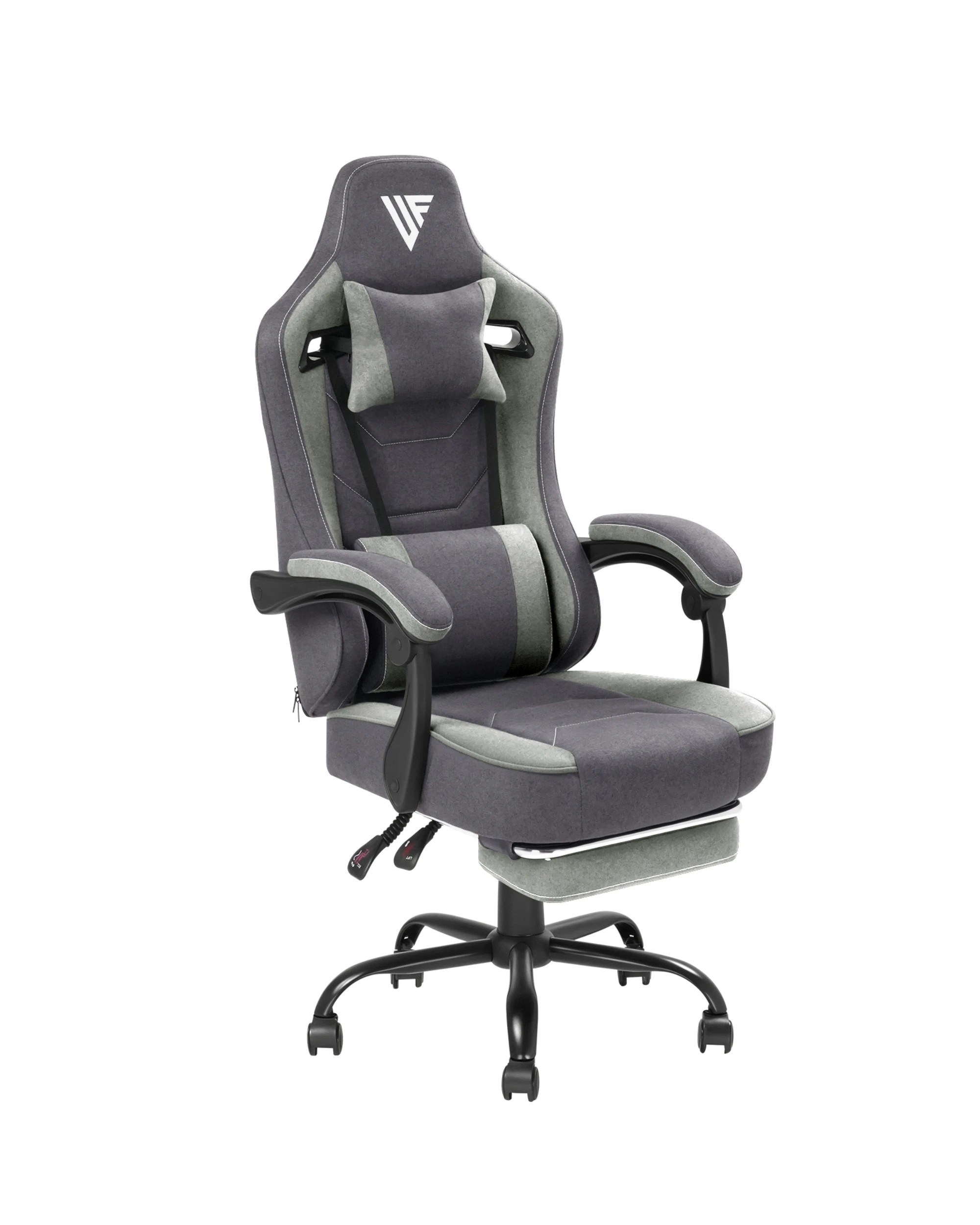 1 Advwin Gaming Chair With Footrest Linen Fabric Ergonomic - Grey, 1 of 3