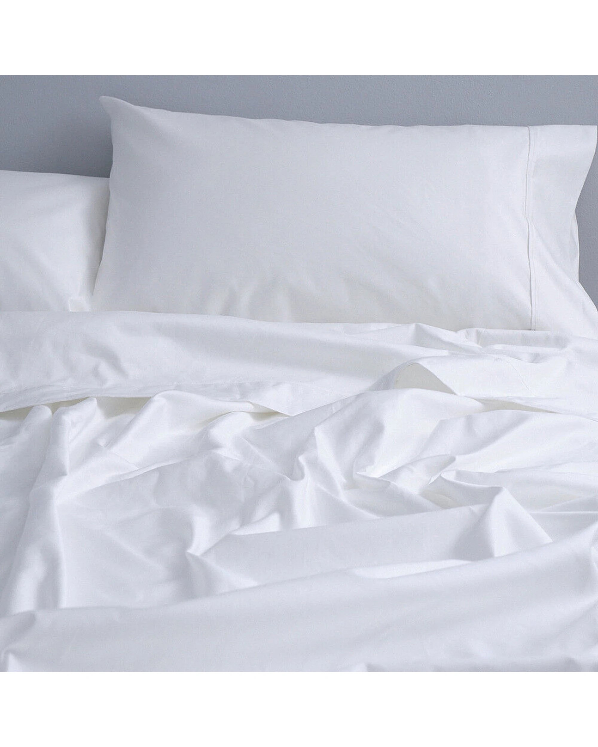 1 Canningvale Mille 1000TC Long Staple Cotton Bed Sheet Pillowcase Set - Queen Bed - White, 1 of 5