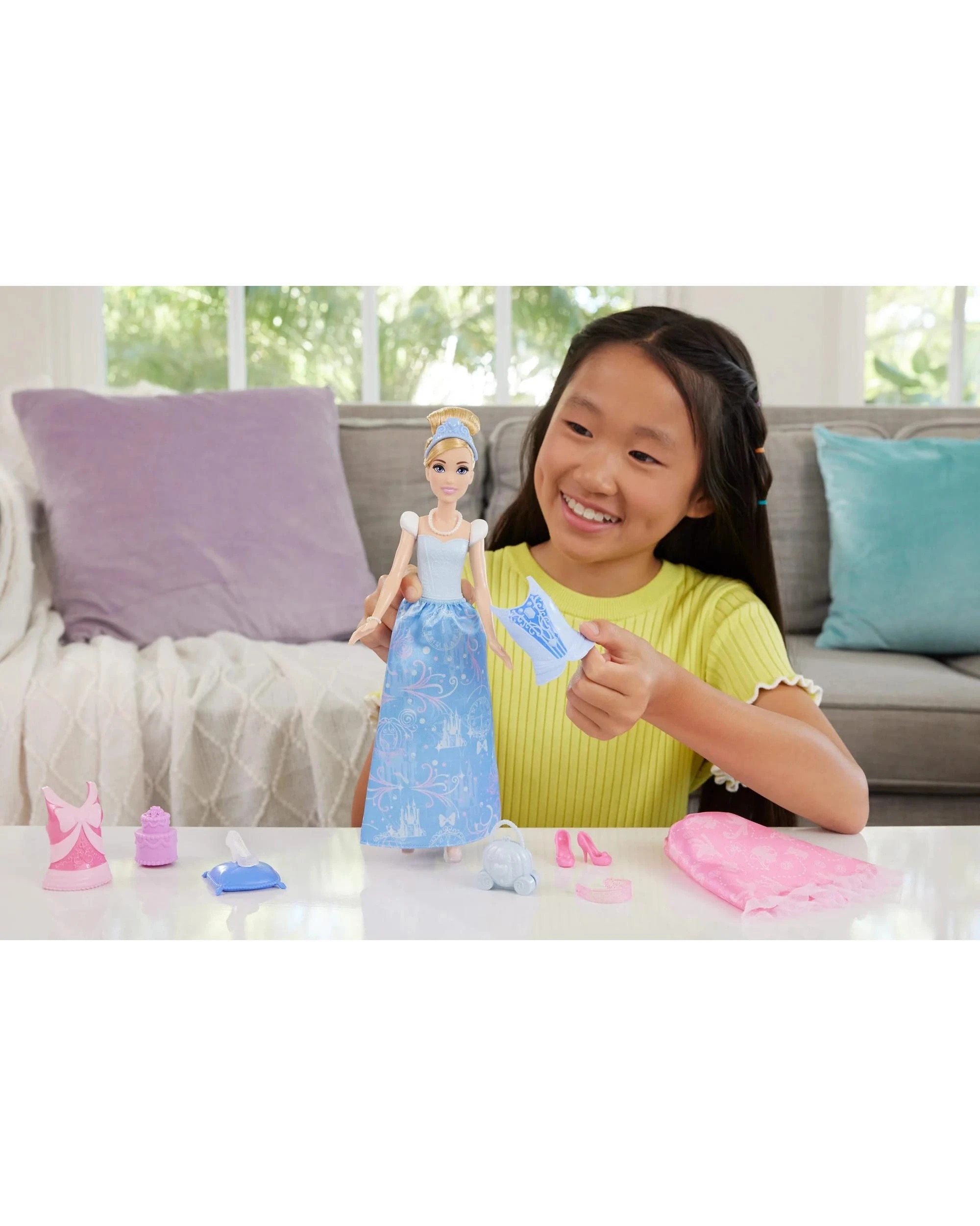 6 Disney Princess 2-in-1 Stories Cinderella Fashion Doll, 6 of 8