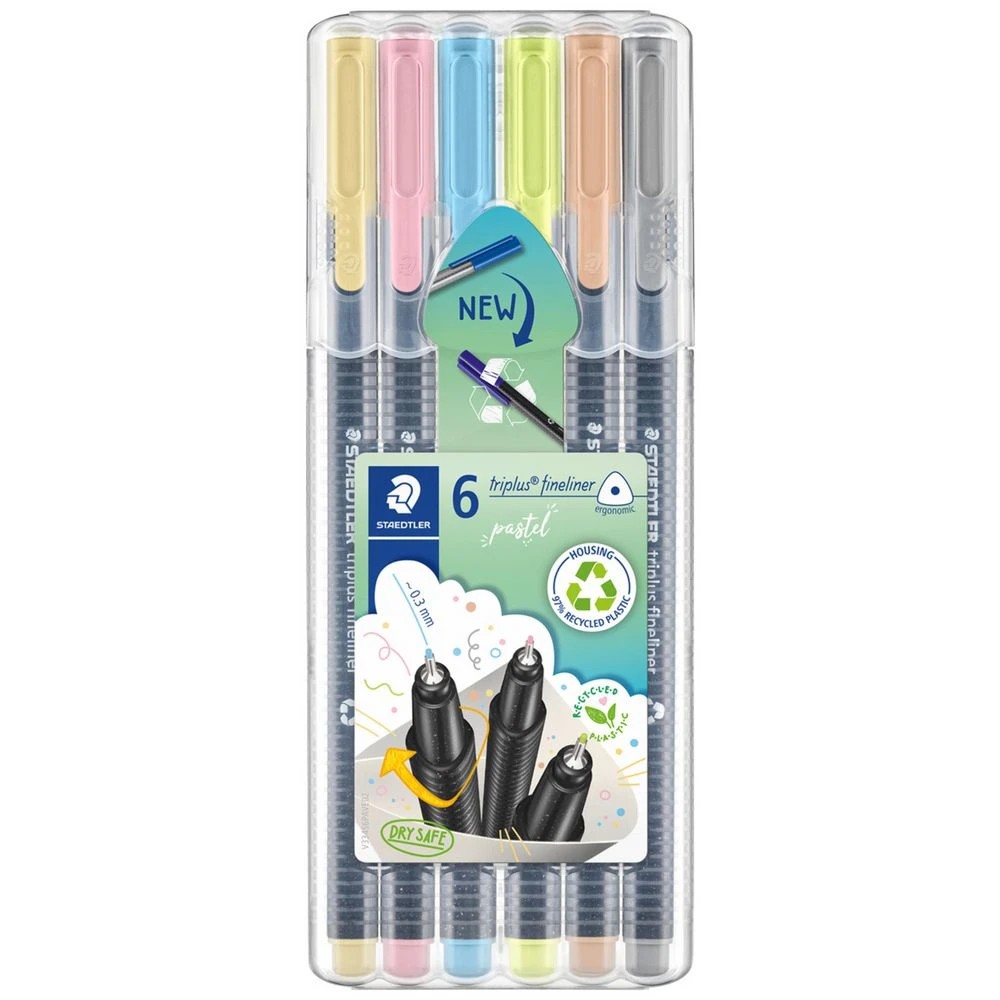 1 Staedtler Triplus 334 Fineliner Pastel 6 Pack, 1 of 4