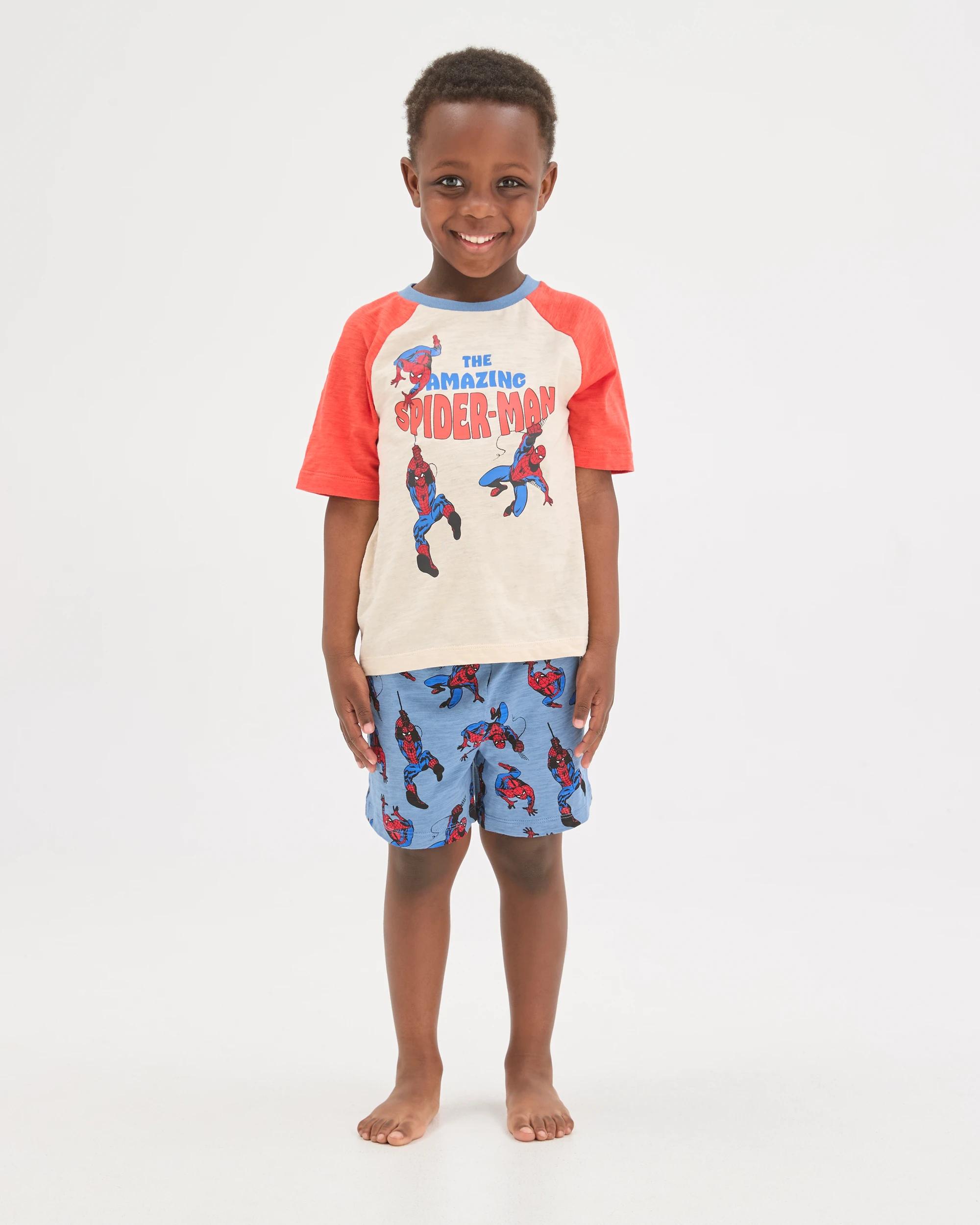 1 Disney Marvel Spider-Man Australian Cotton Younger Boys Raglan Sleeve Knit Pyjama Set SPIDER-MAN MULTI, 1 of 8