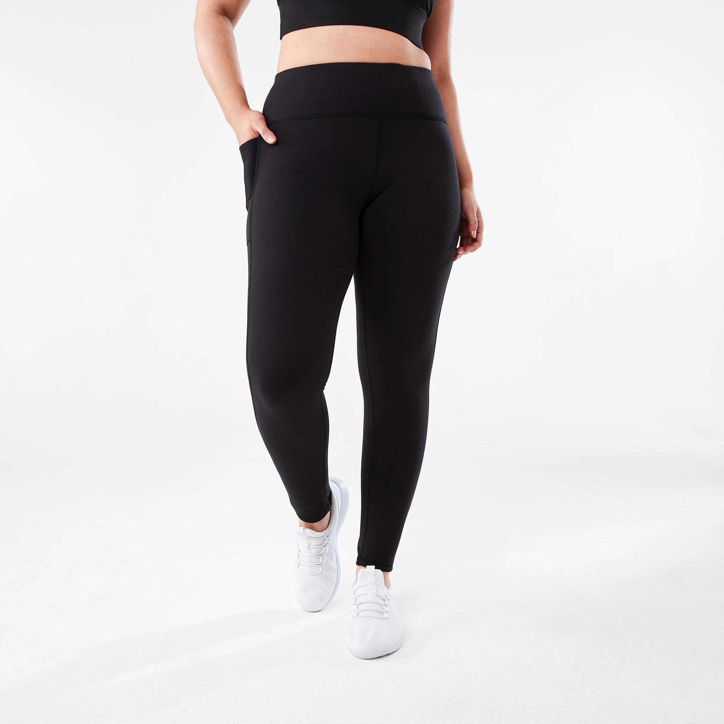 1 Active Womens Full Length Fleece Leggings BLACK, 1 of 5