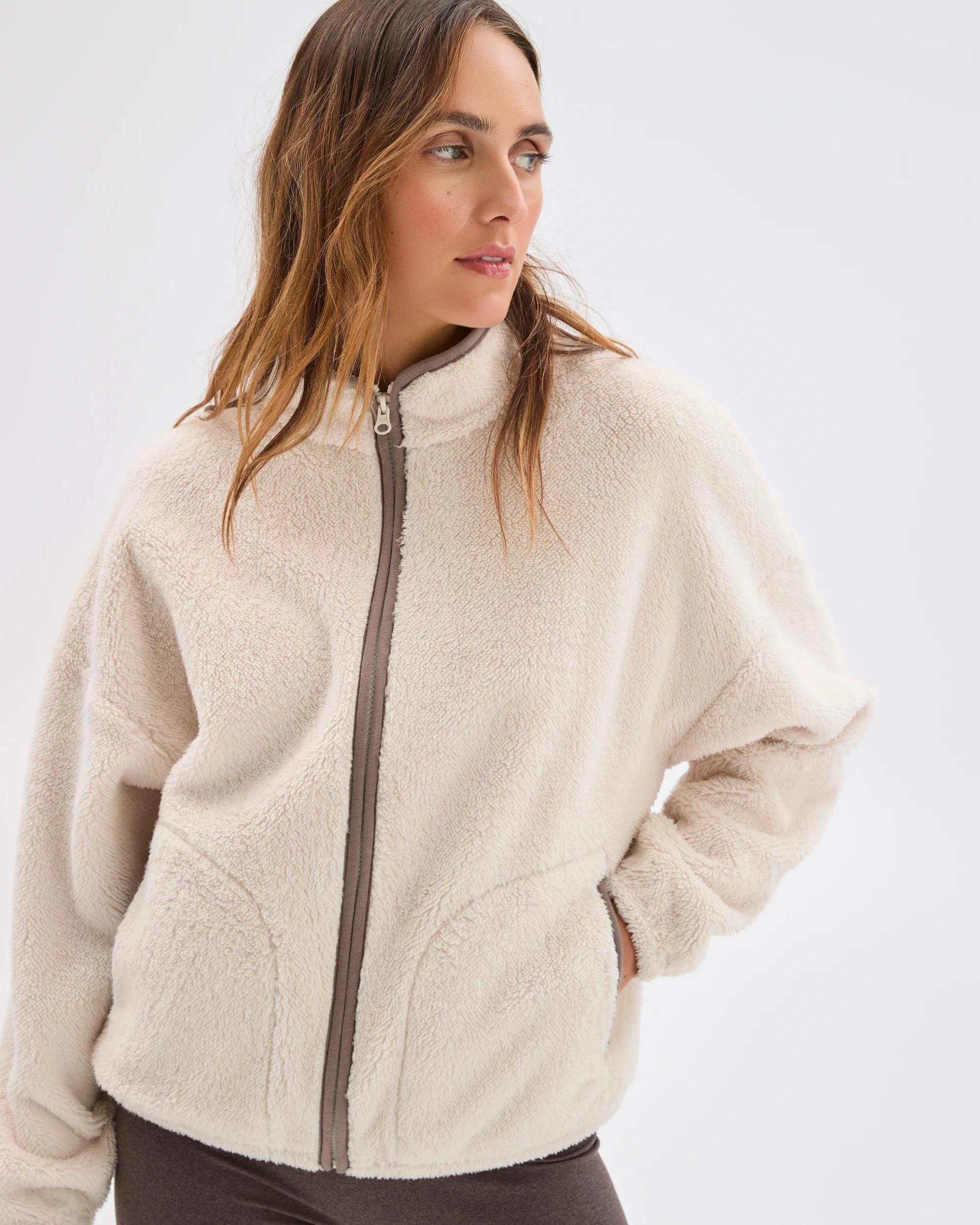 5 Target Active Active Sherpa Zip Through Jacket OATMILK, 5 of 6