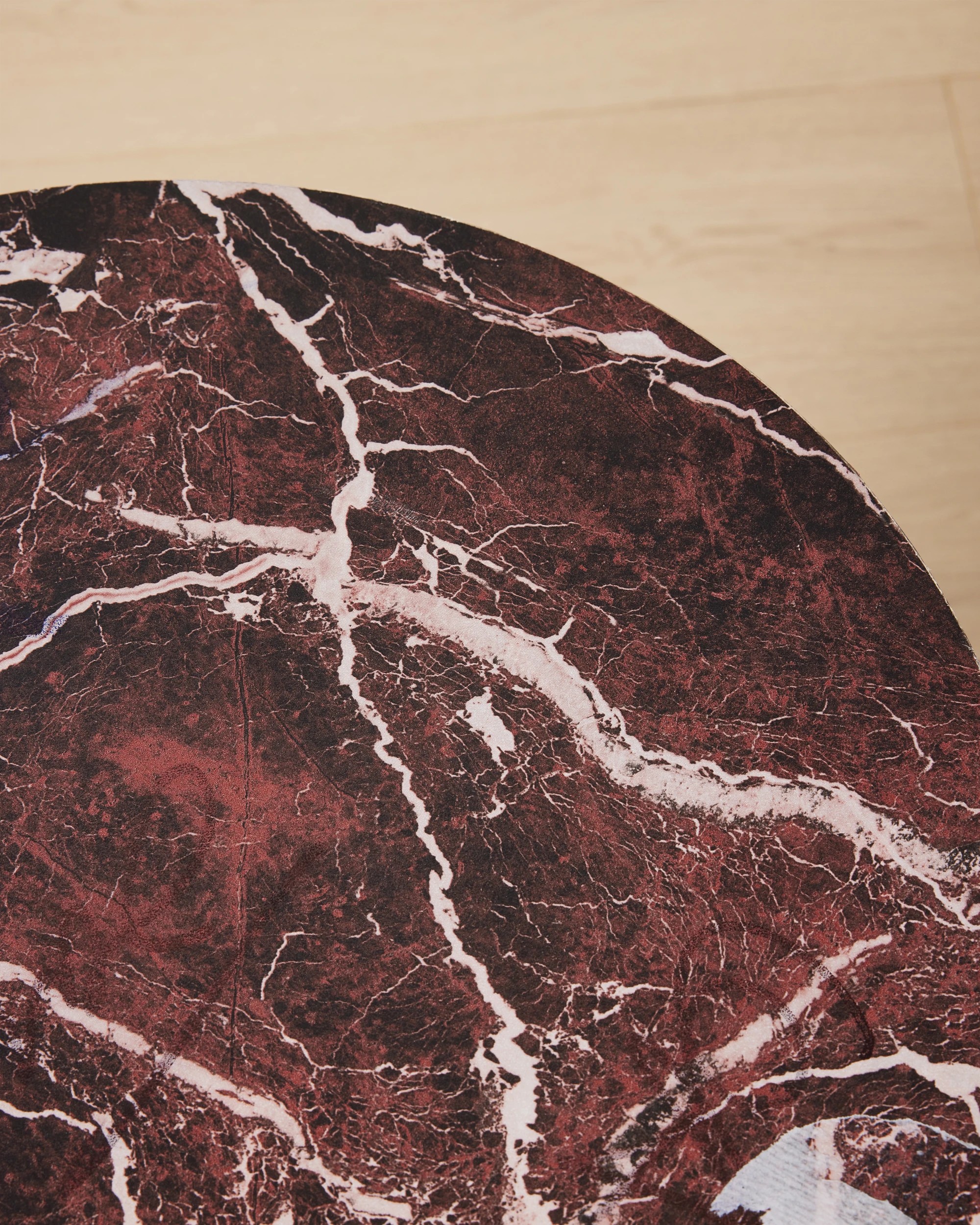 3 Round Marble Look Side Table - Red, 3 of 5