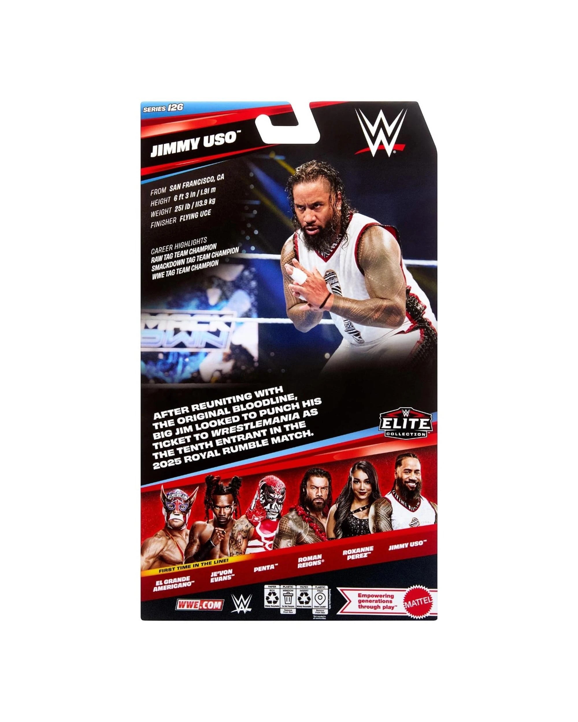 7 WWE Elite Collection Series 126 Jimmy Uso Action Figure, 7 of 7