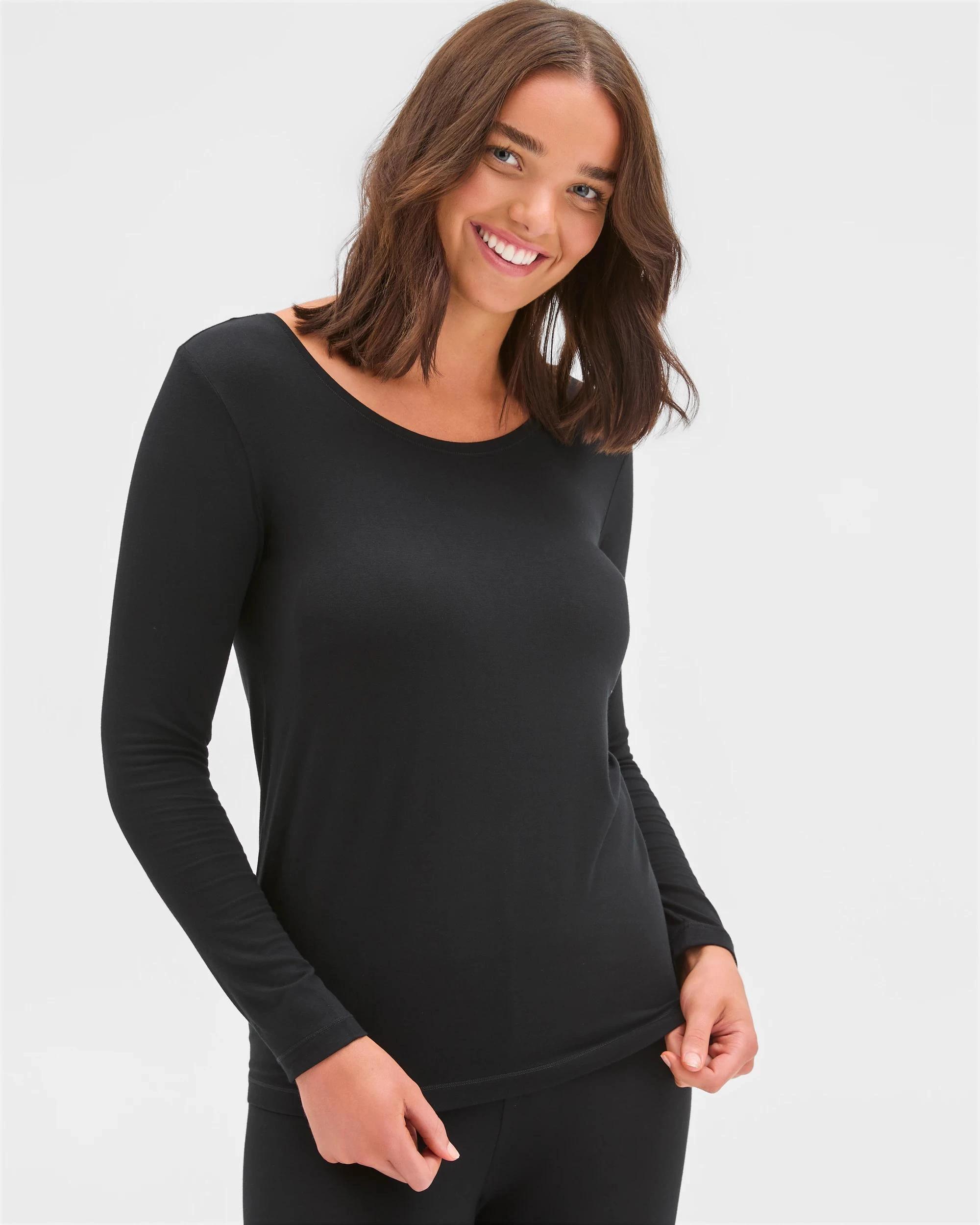 2 Target Woman Bamboo Base Layer Long Sleeve Thermal Top BLACK, 2 of 5