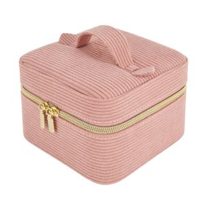 Pink Corduroy Square Jewellery Box