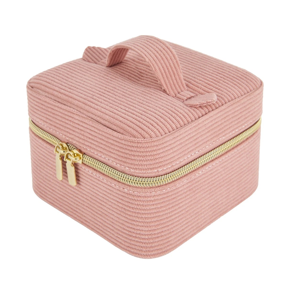 1 Pink Corduroy Square Jewellery Box, 1 of 9