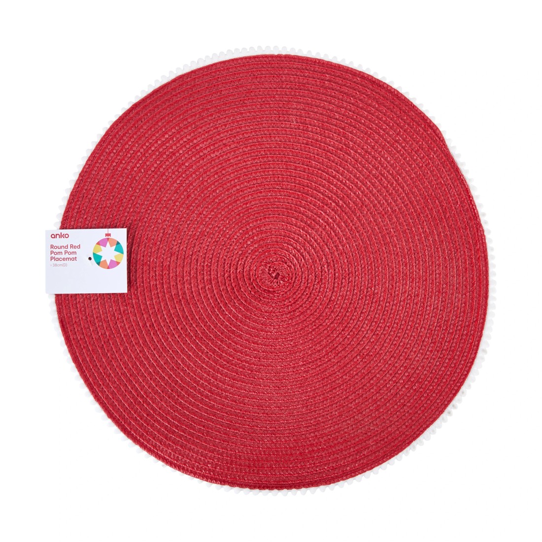 3 Round Red Pom Pom Placemat, 3 of 3