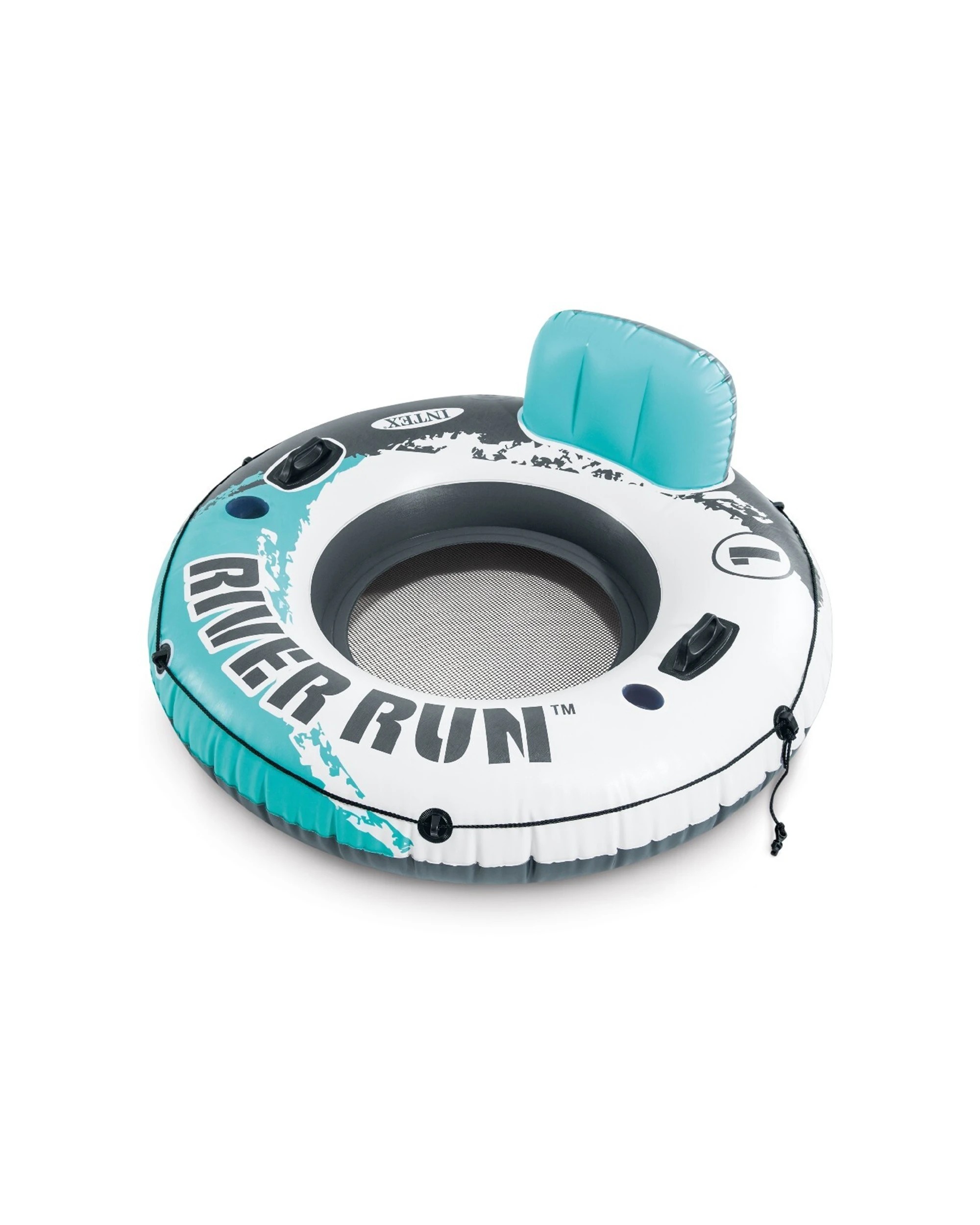 1 Intex 135cm River Ring Inflatable Water Tube Floating Seat/chair Cup Holders - White, 1 of 6