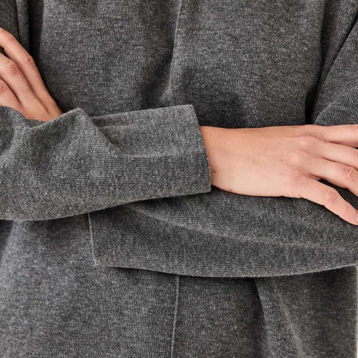 6 Long Sleeve Brushed Seam Detail Top Gry Chmrle, 6 of 6