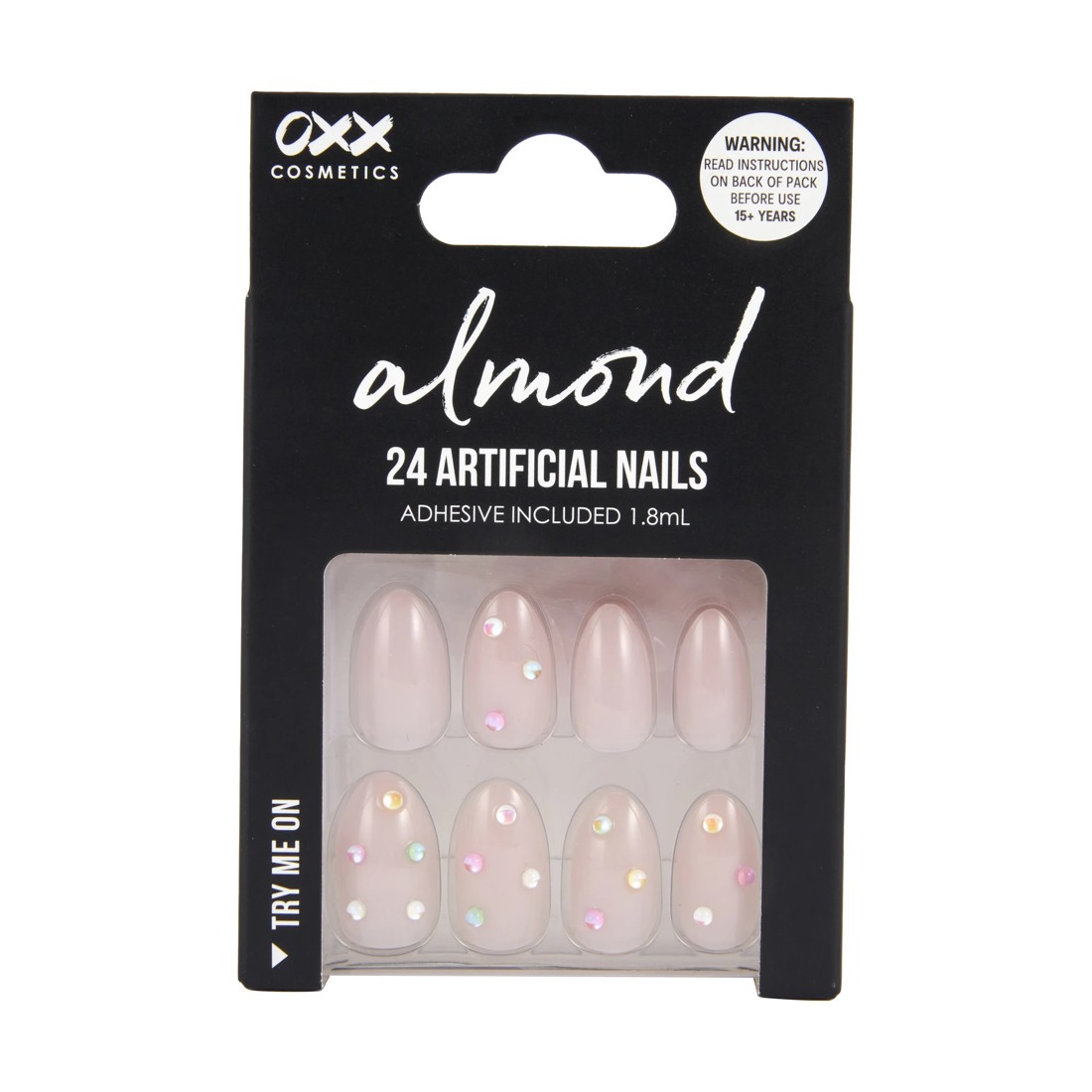 1 OXX Cosmetics 24 Pack Artificial Nails with Adhesive - Almond Shape, Mermaid Gems, 1 of 5
