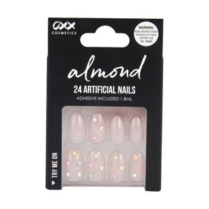 OXX Cosmetics 24 Pack Artificial Nails with Adhesive - Almond Shape, Mermaid Gems