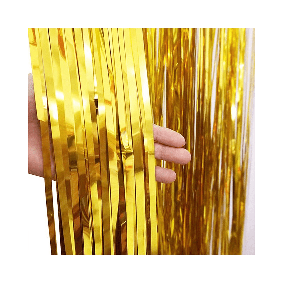 3 Party Maker Metallic Gold Foil Backdrop Curtain 100cm x 200cm, 3 of 3