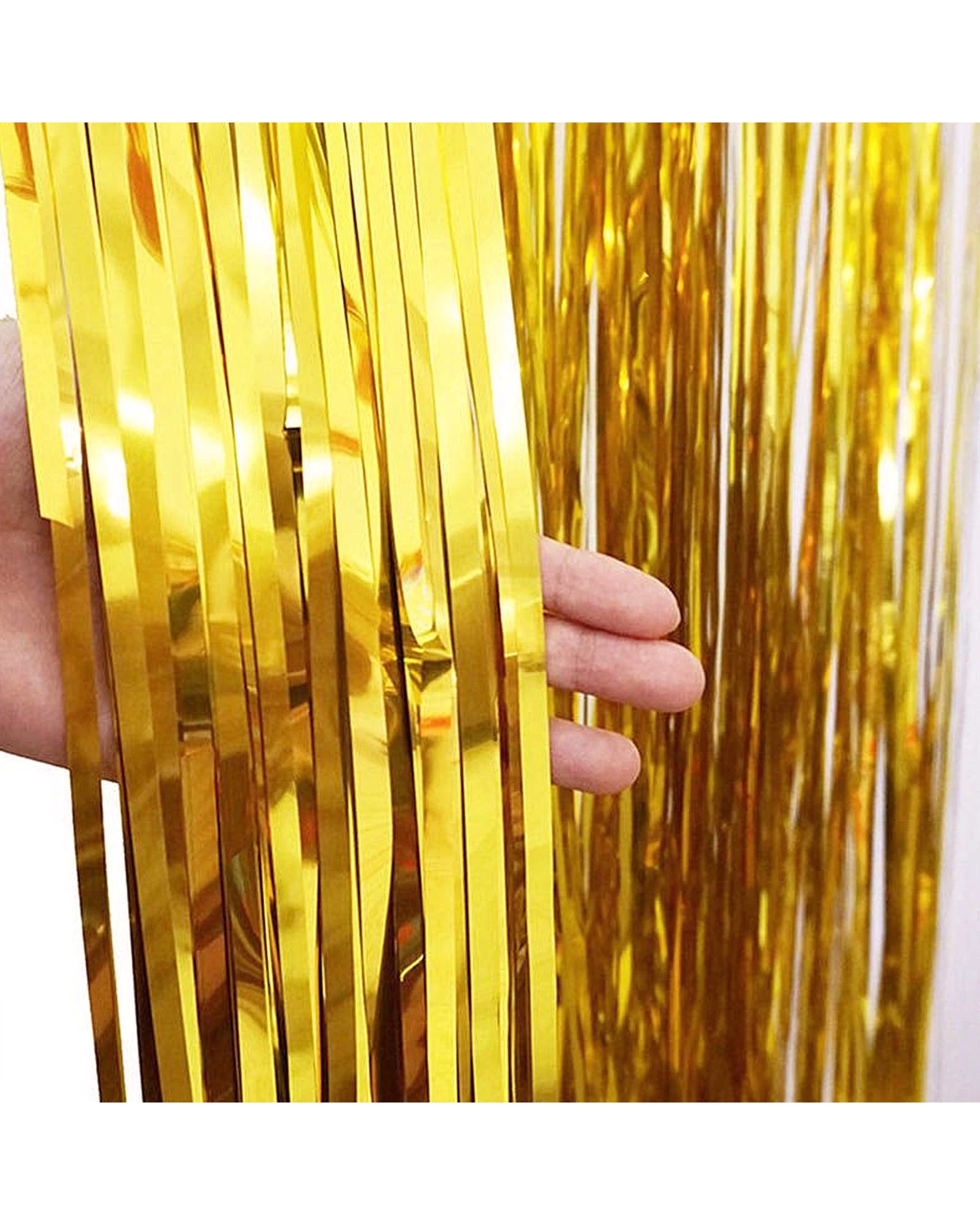 3 Metallic Gold Foil Backdrop Curtain 100cm x 200cm - Gold, 3 of 3
