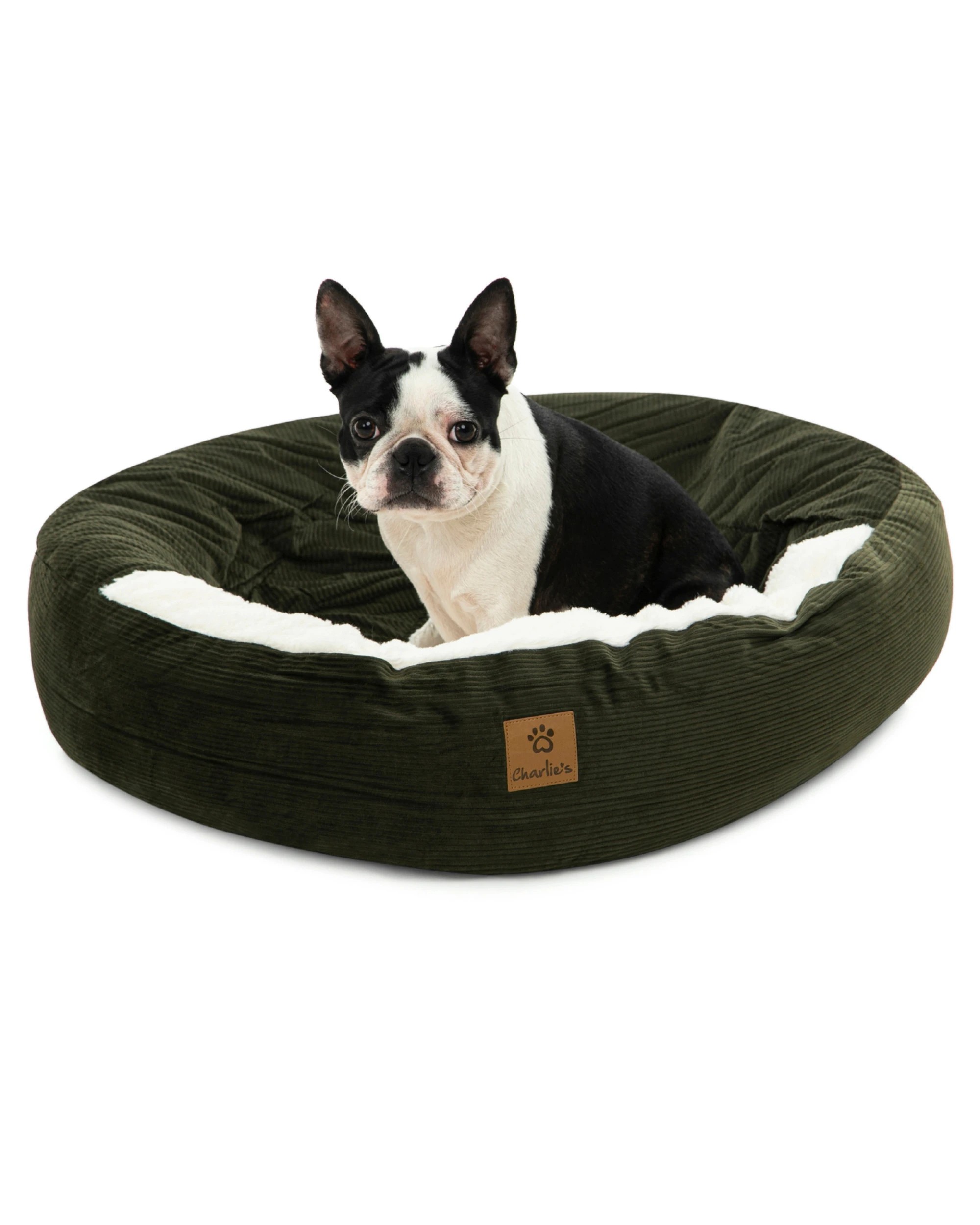 3 Charlie's Snookie Hooded Corduroy Calming Dog Bed Medium - Olive, 3 of 10