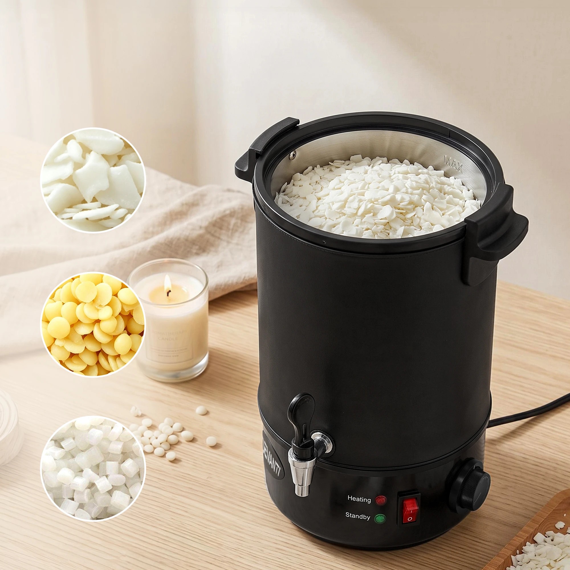 4 Devanti 6L Wax Melter Candle 1520W Making Melting Pot Furnace Pour Spout - Black, 4 of 9