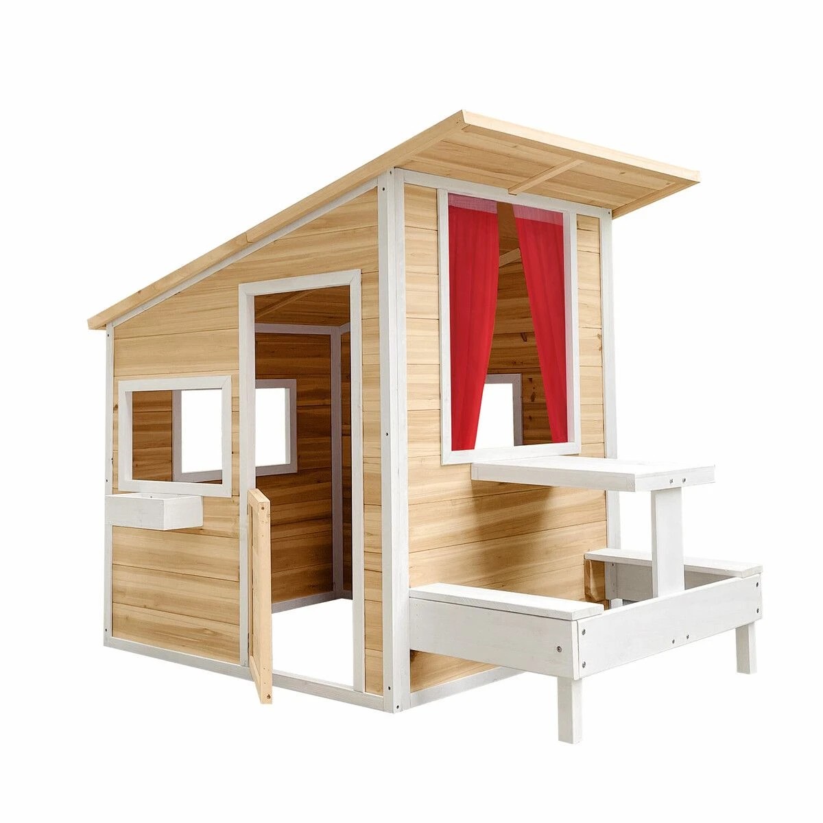 1 Kidbot Kids Wooden Cubby House Childrens Playhouse, 1 of 5