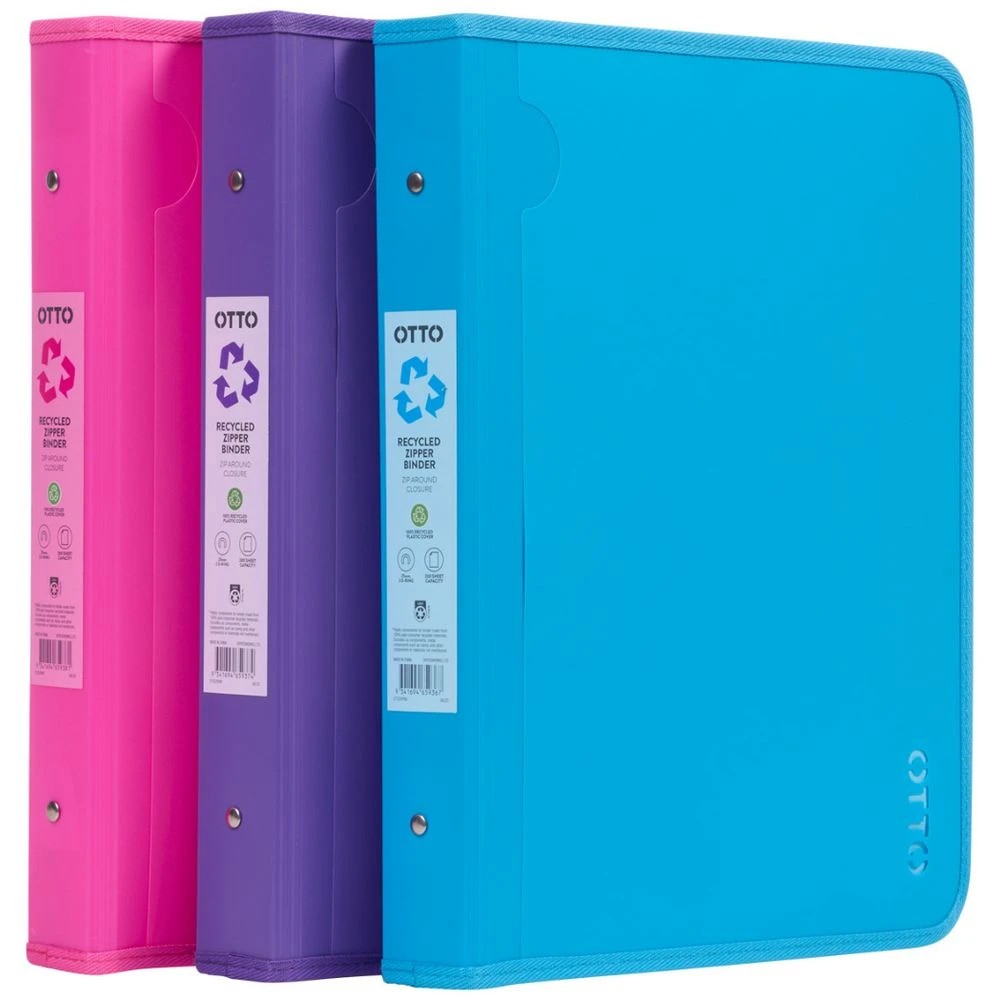 5 Otto A4 Recycled 2 D-Ring Zipper Binder Hot Pink, 5 of 5