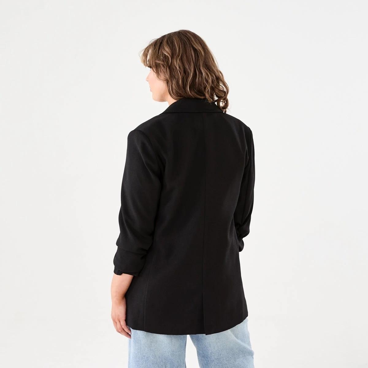 4 Ruched Sleeve Blazer BLACK, 4 of 7