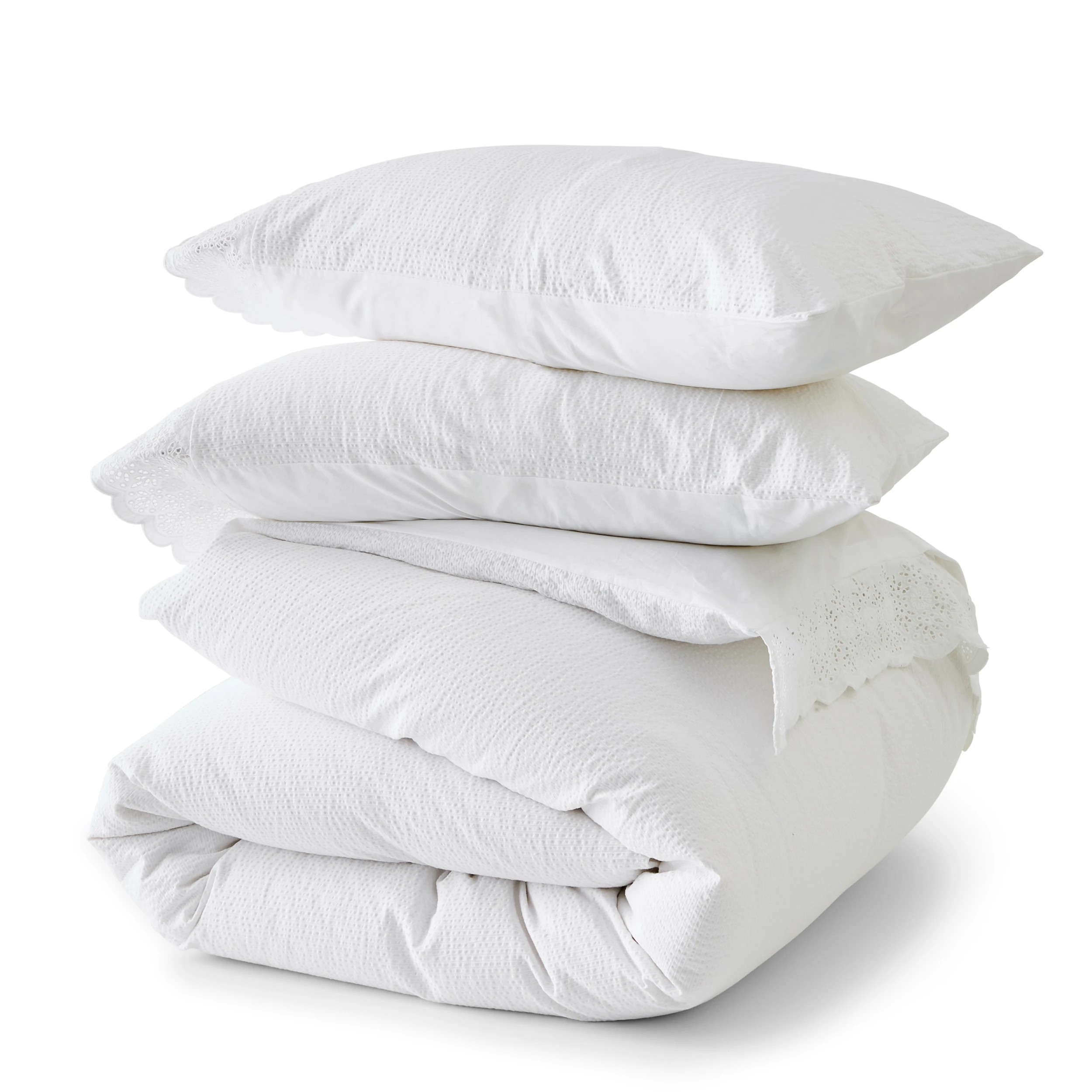 5 Lace Cotton Quilt Cover Set - Super King Bed, White, 5 of 6