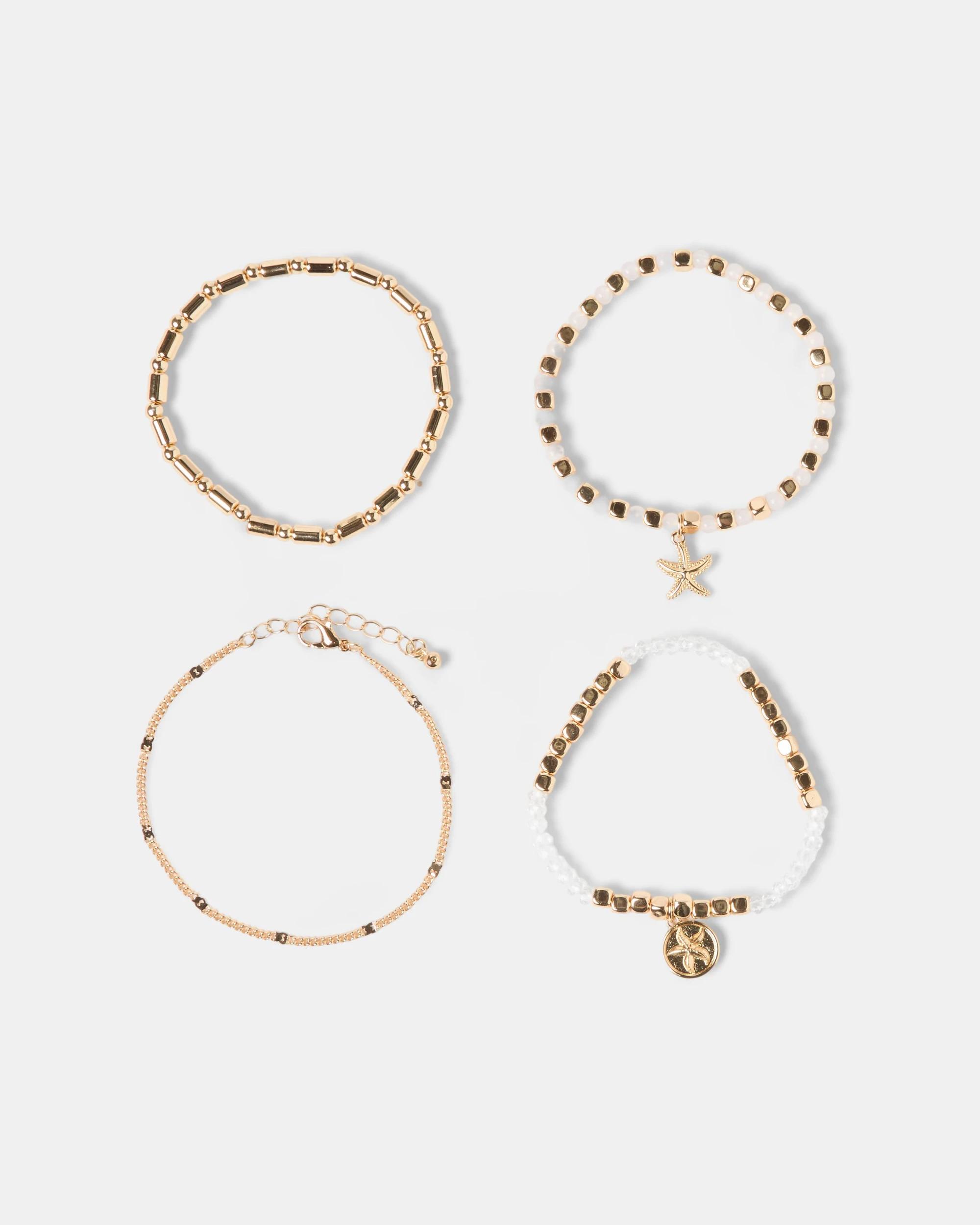 1 4 Pack Starfish Bracelets - Gold Tone Gold, 1 of 5