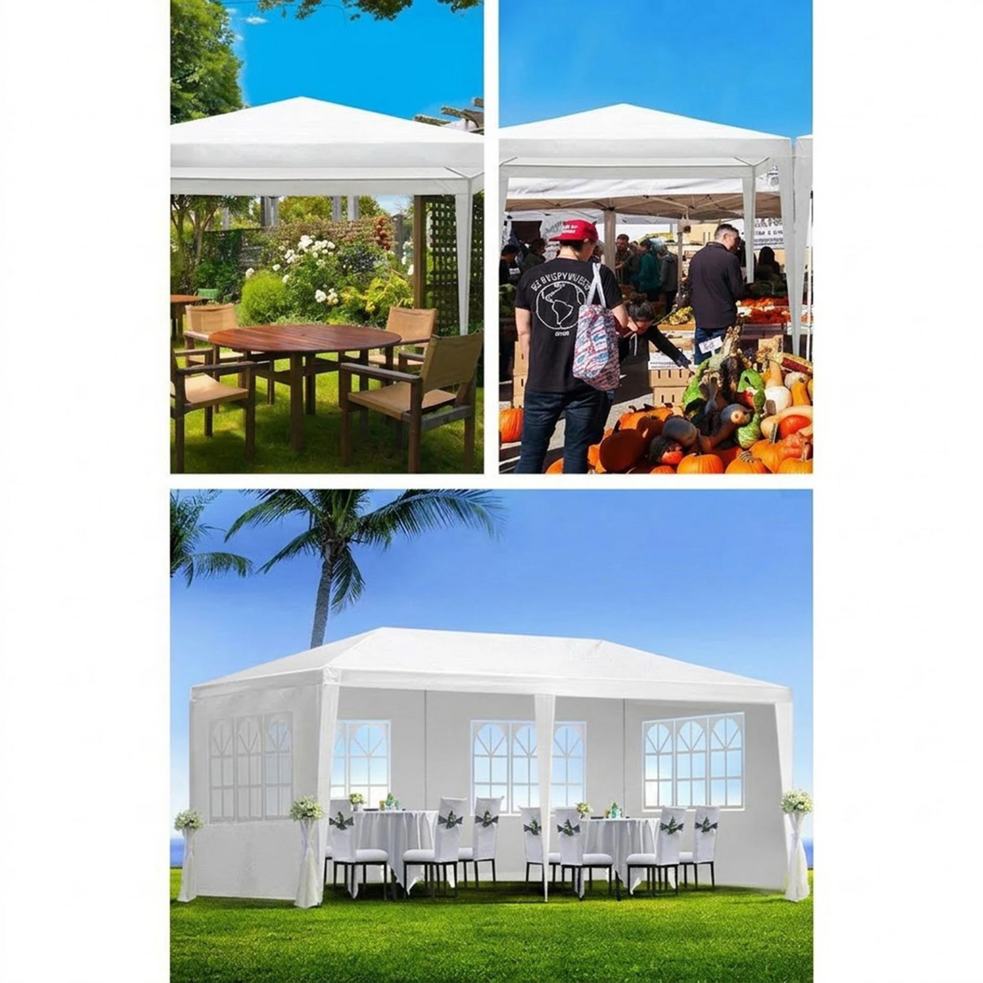 5 Instahut Gazebo  Marquee Wedding Party Tent Outdoor Camping Side Wall Canopy 4 Panel - White, 5 of 7