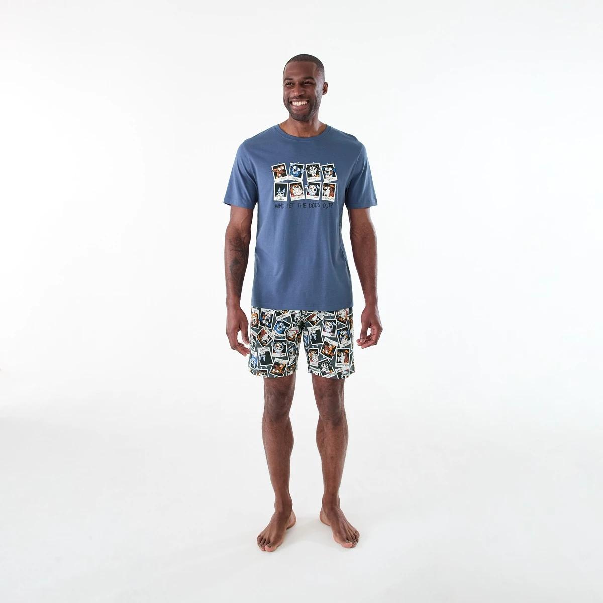 8 Short Sleeve Knit Top and Shorts Pyjama Set Dogs Out, 8 of 8