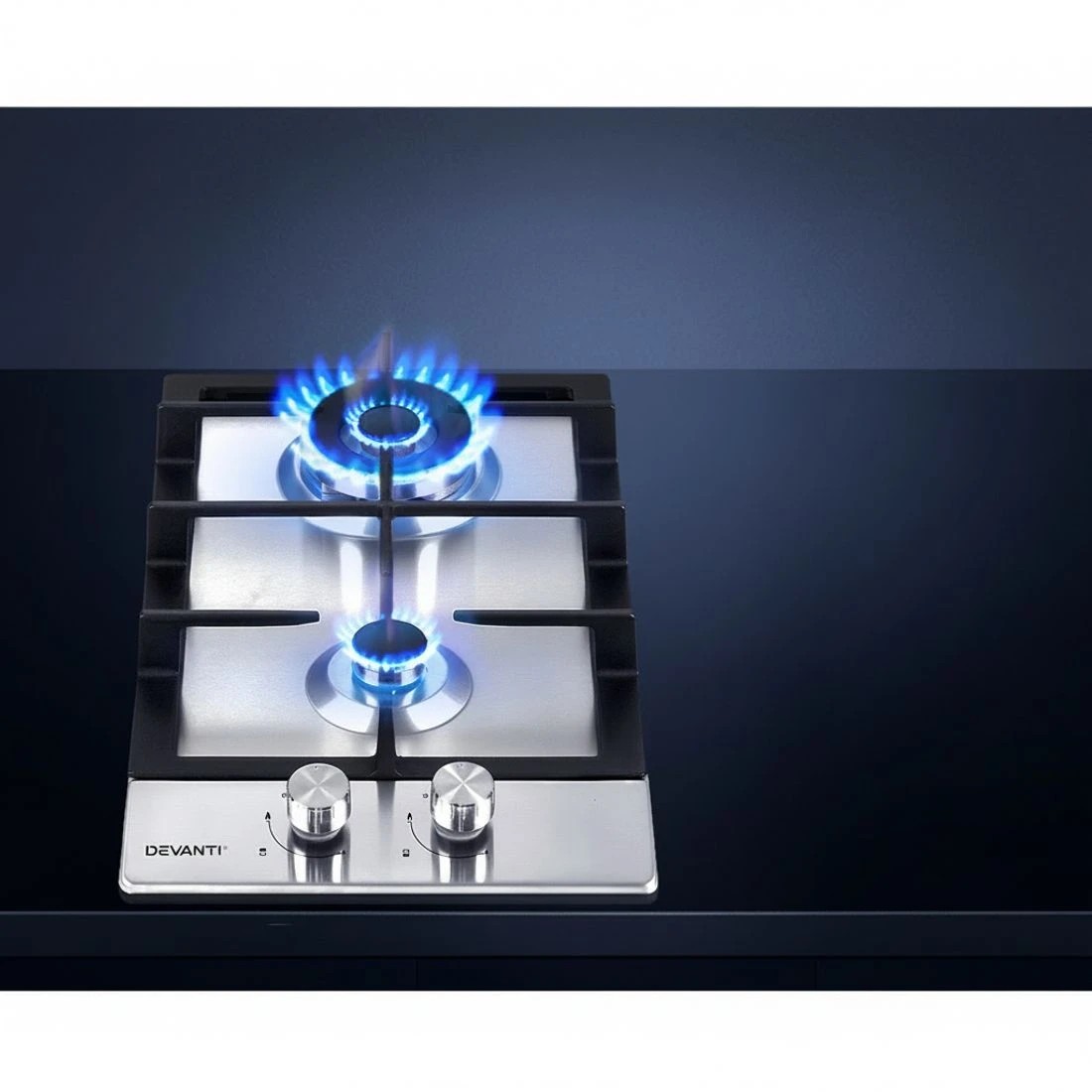 4 Devanti Gas Cooktop 30cm 2 Burner - Silver, 4 of 7