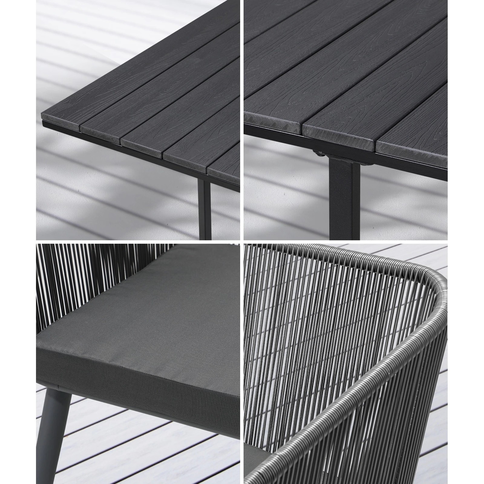 5 Livsip 5pcs Outdoor Dining Set Furniture Black Table Lounge Chairs Patio Setting - Multi, 5 of 10