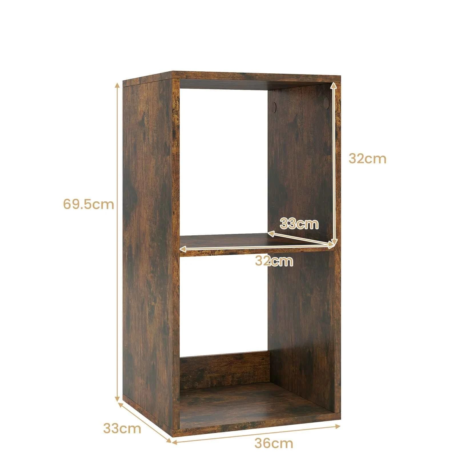 5 Costway 2-Tier Storage Bookshelf Open Display Shelf Bedside Table Cubes Organizer Cabinet - Brown, 5 of 5
