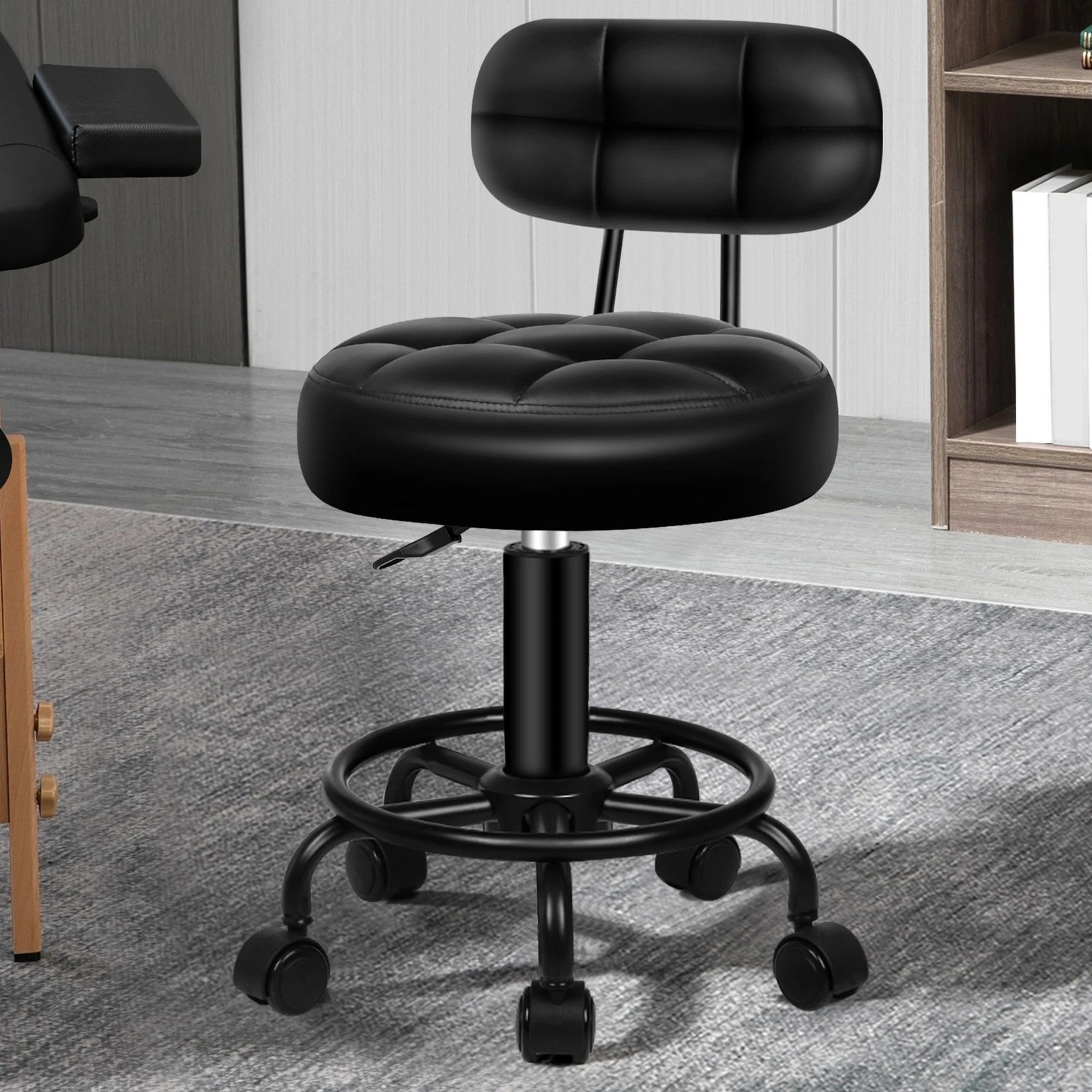 2 Alfordson Salon Stool Backrest Swivel Barber Hair Dress Chair Riley - Black, 2 of 8