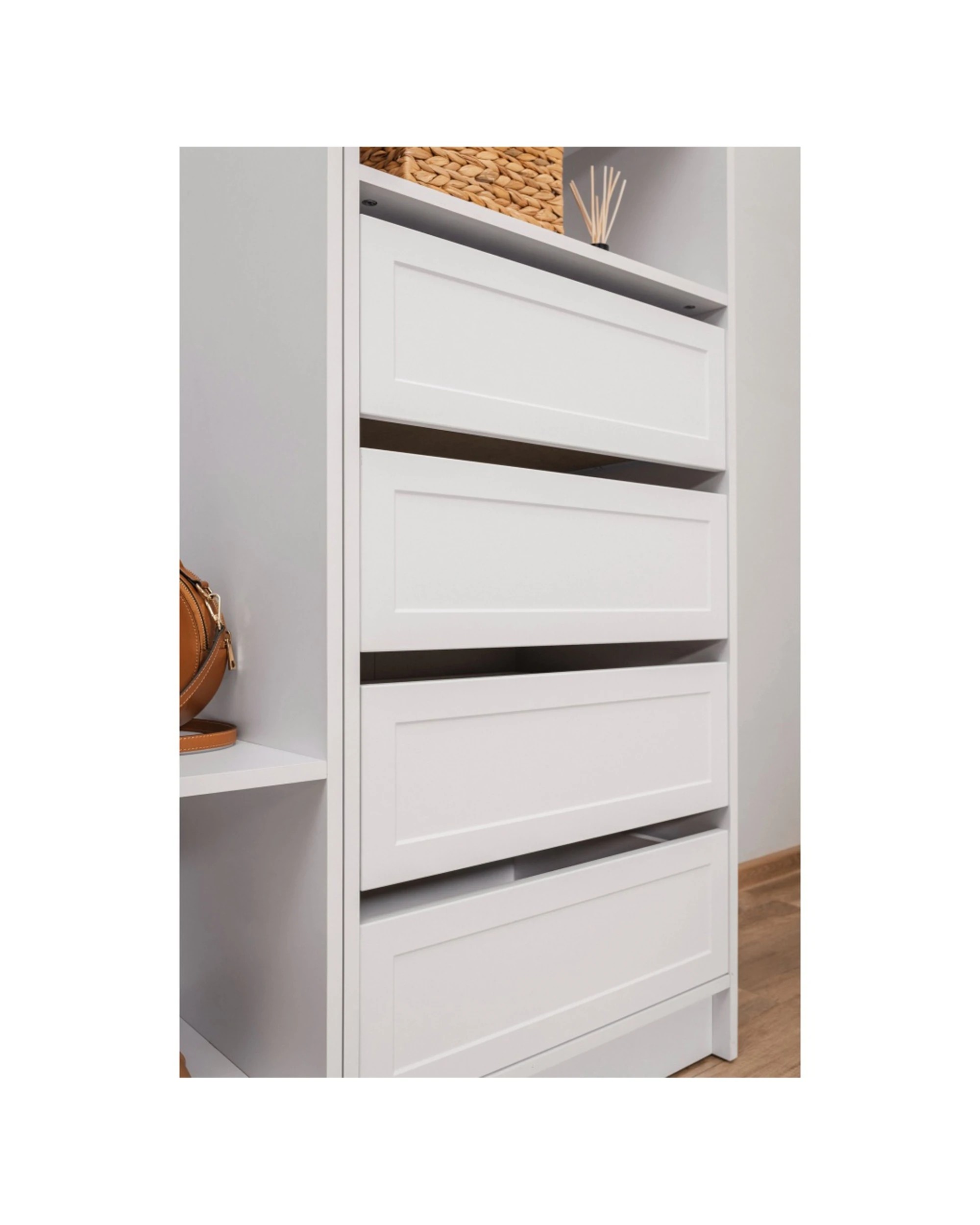 2 European Cabinetry Malmo Walk In Wardrobe 4 Drawer 3 Shelf Module Hamptons - White, 2 of 4