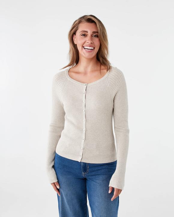 Long Sleeve Button Raglan Top
