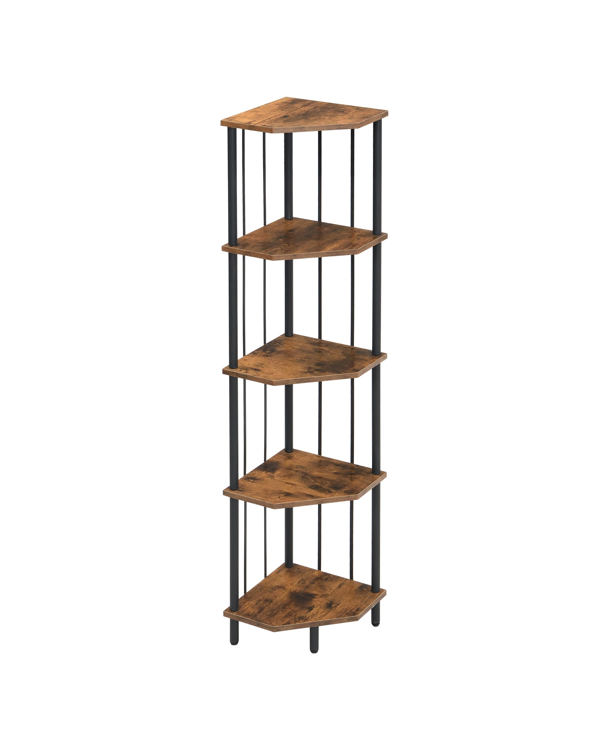 3 IHOMDEC 5 Tier Pentagon MDF Corner Display Shelves Rust Dark Brown - Brown, 3 of 9