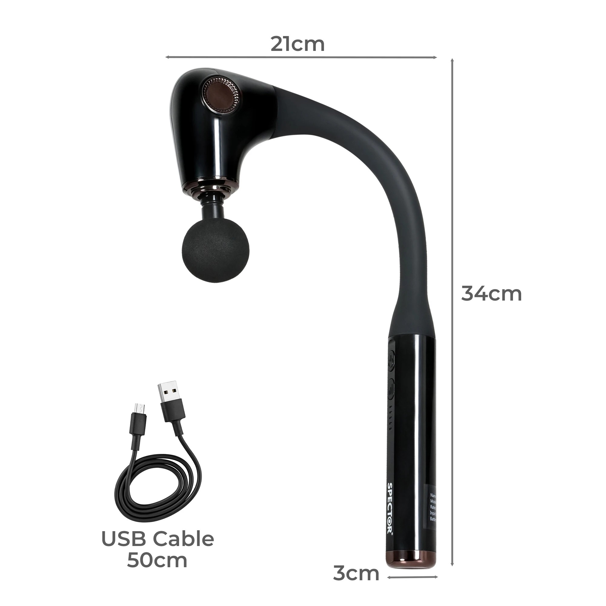 3 Spector USB Massage Gun with Extended Handle U-Shaped Back Massager, 3 of 8