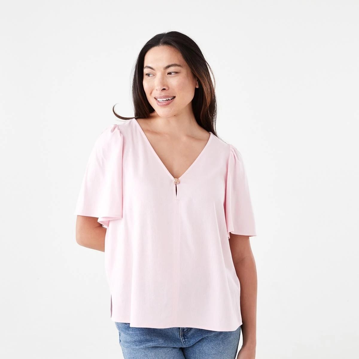 1 Short Sleeve Flutter Top SOFT BLOSSOM, 1 of 6