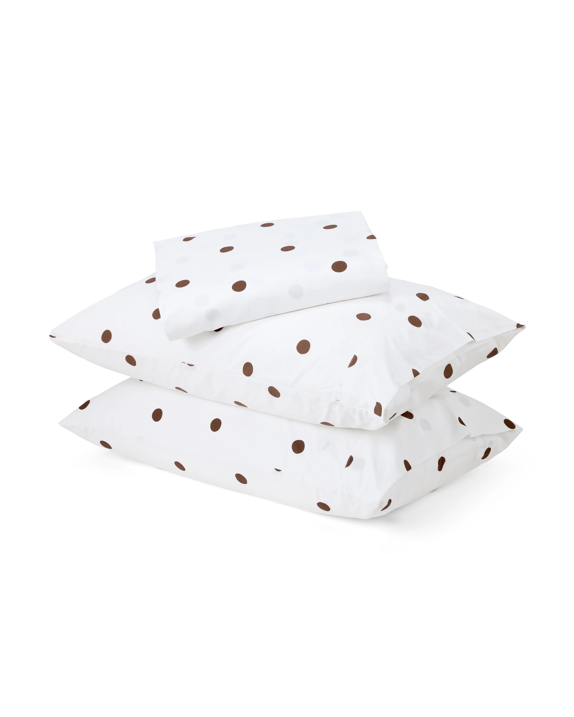 3 250 Thread Count Polka Dot Cotton Sheet Set - Queen Bed, Off White and Chocolate, 3 of 7