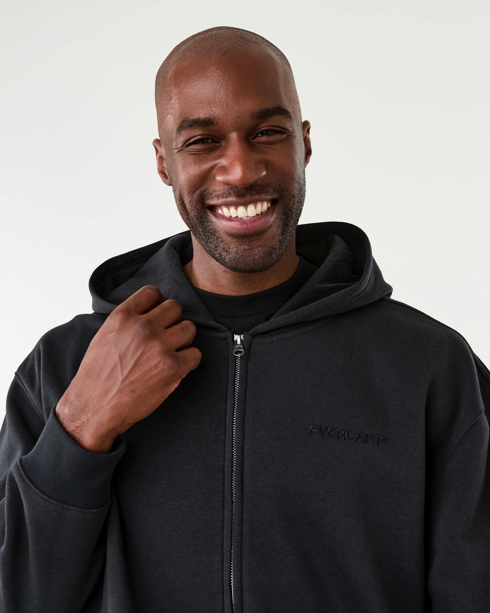 4 Everlast Mens Oversized Applique Zip Through Hoodie Fade Black, 4 of 8