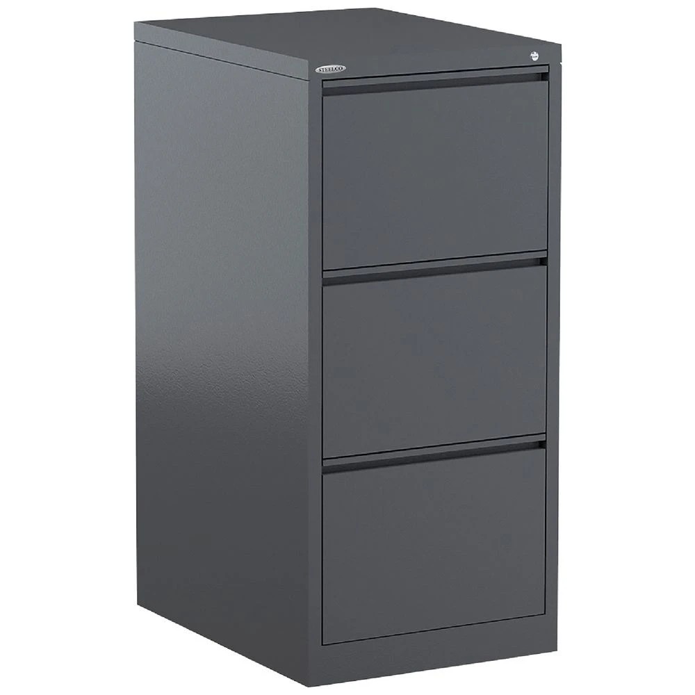 1 Mercury 3 Drawer Vertical Filing Cabinet Graphite Ripple Cabinets Filing Drawer Cabinets, 1 of 2